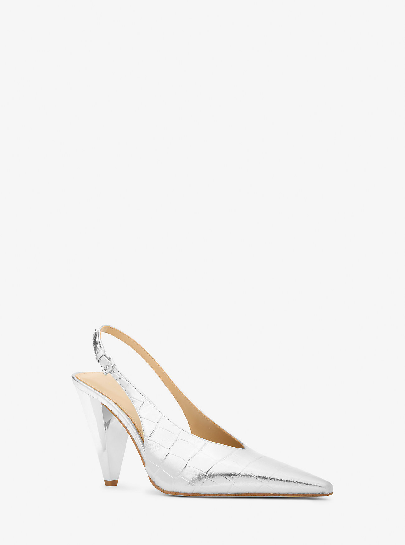 MK Electra Metallic Crocodile Embossed Leather Slingback Pump -