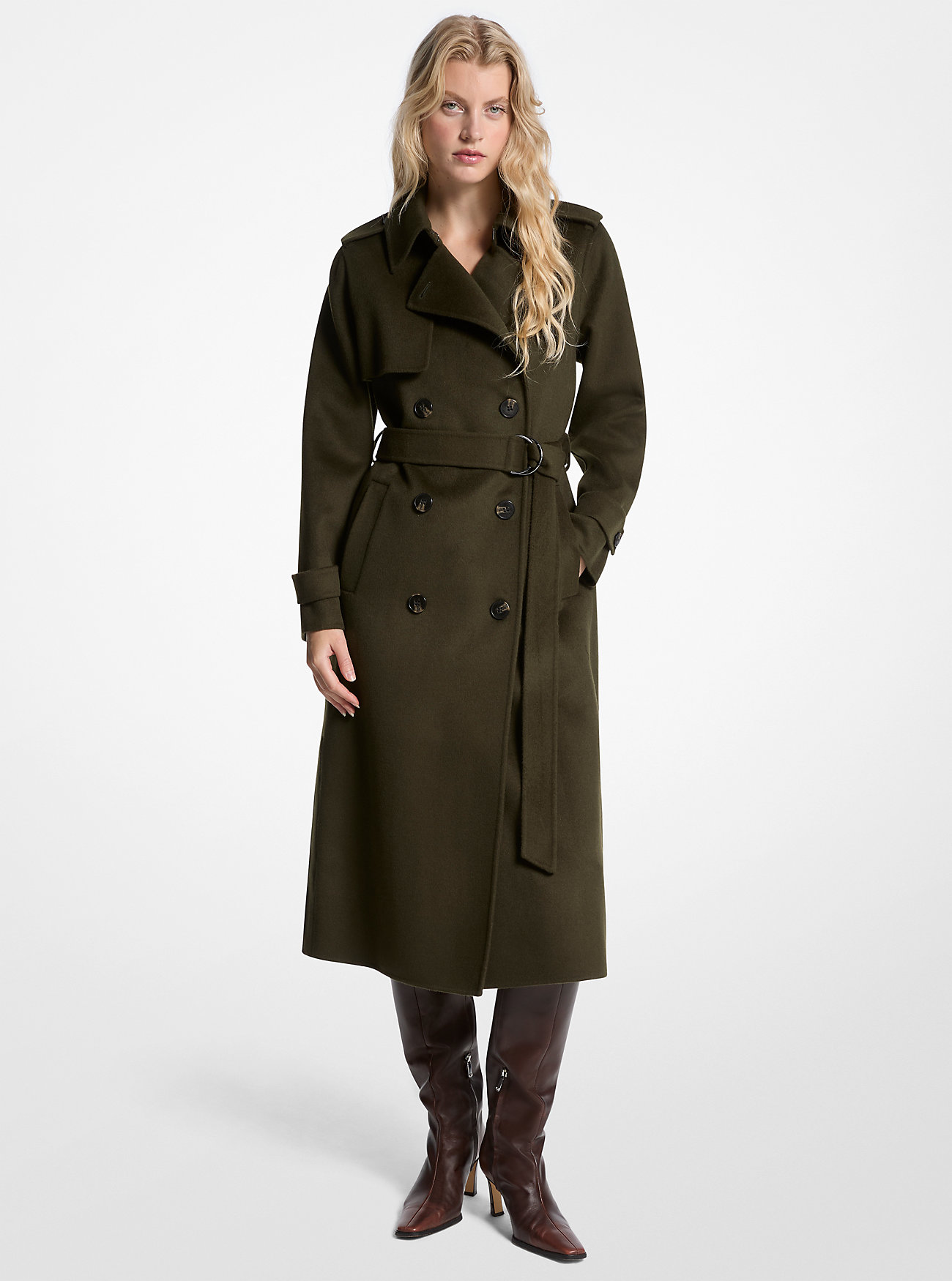 MK Wool Blend Belted Coat -