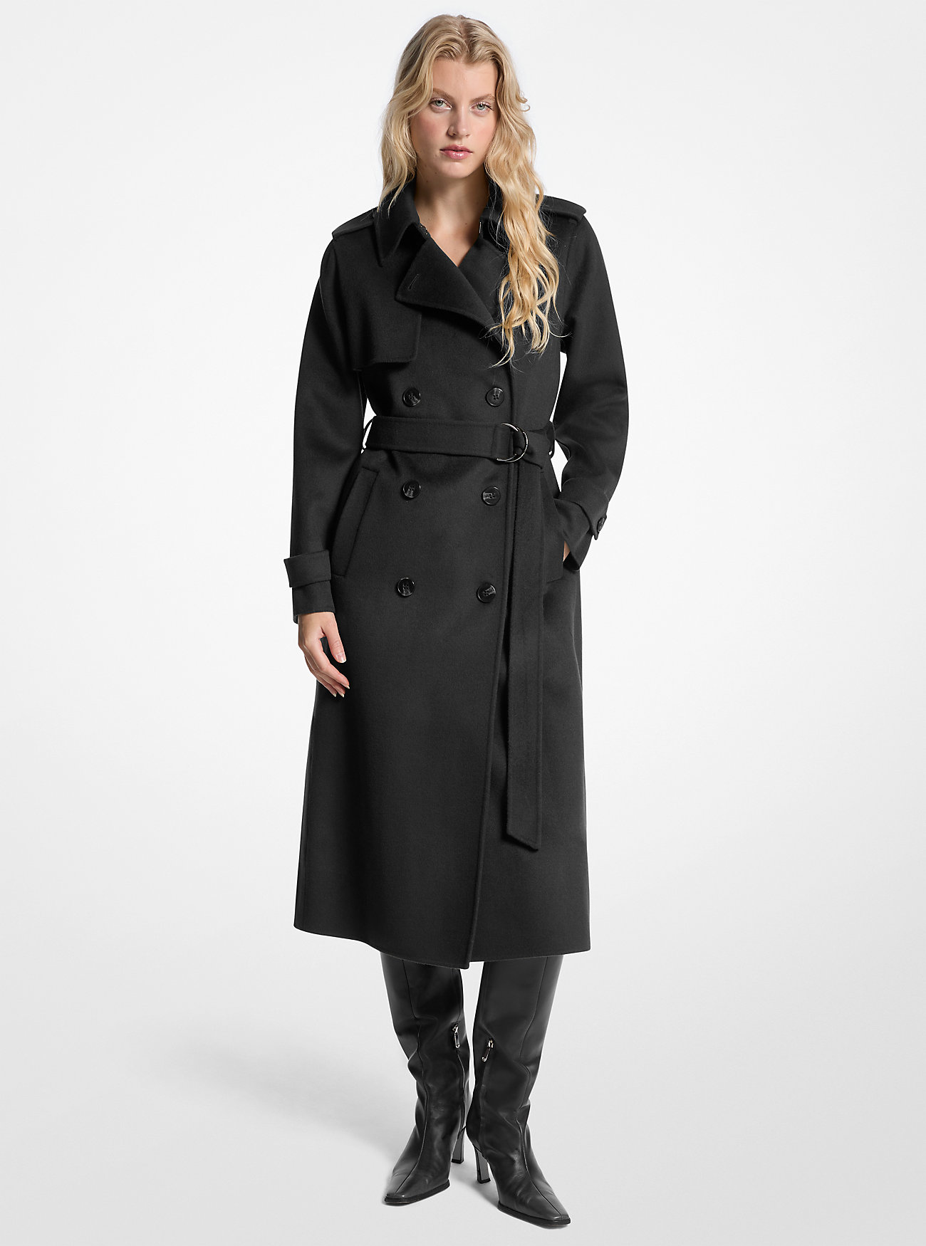 MK Wool Blend Belted Coat -