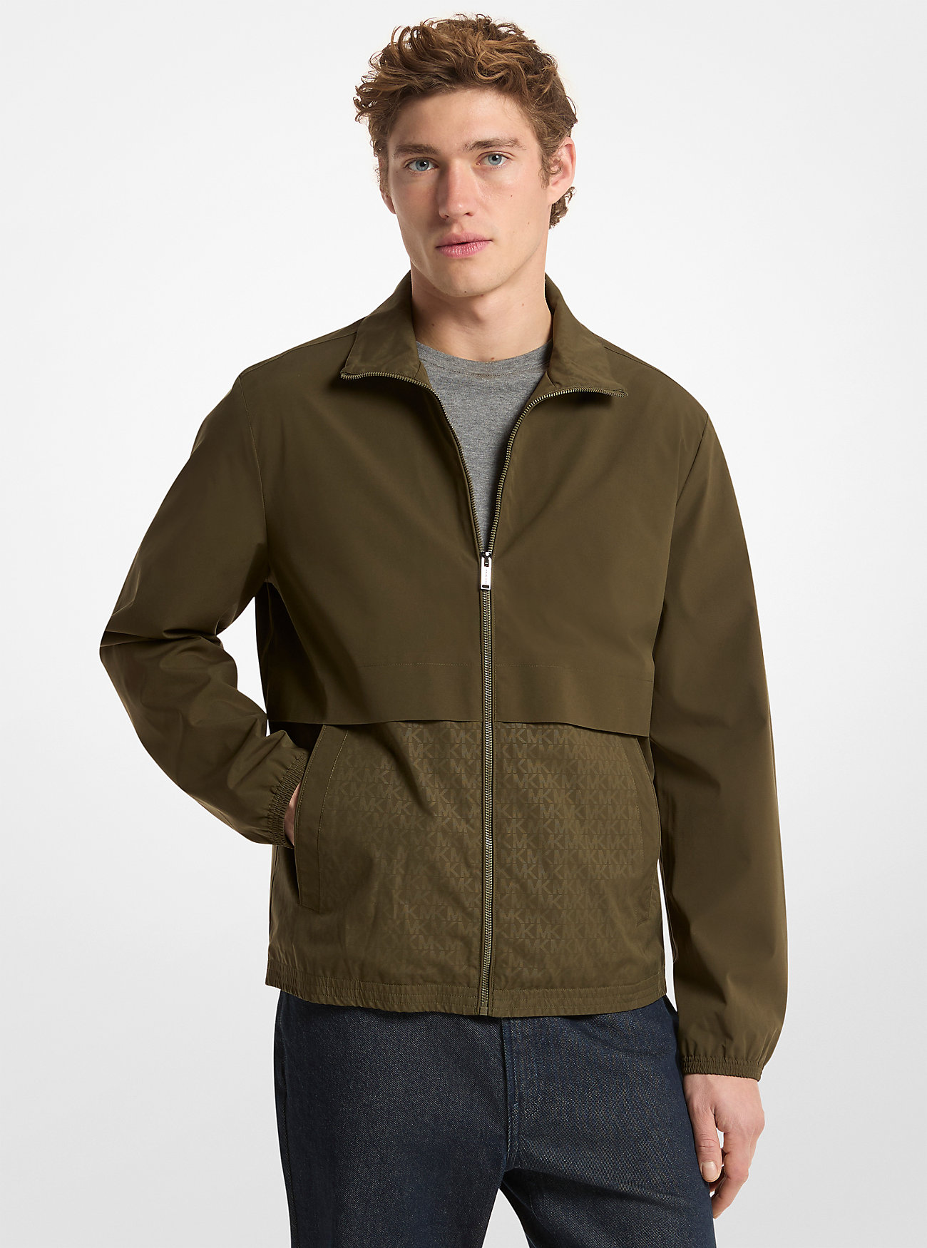 MK Logo Jacquard Windbreaker Jacket -