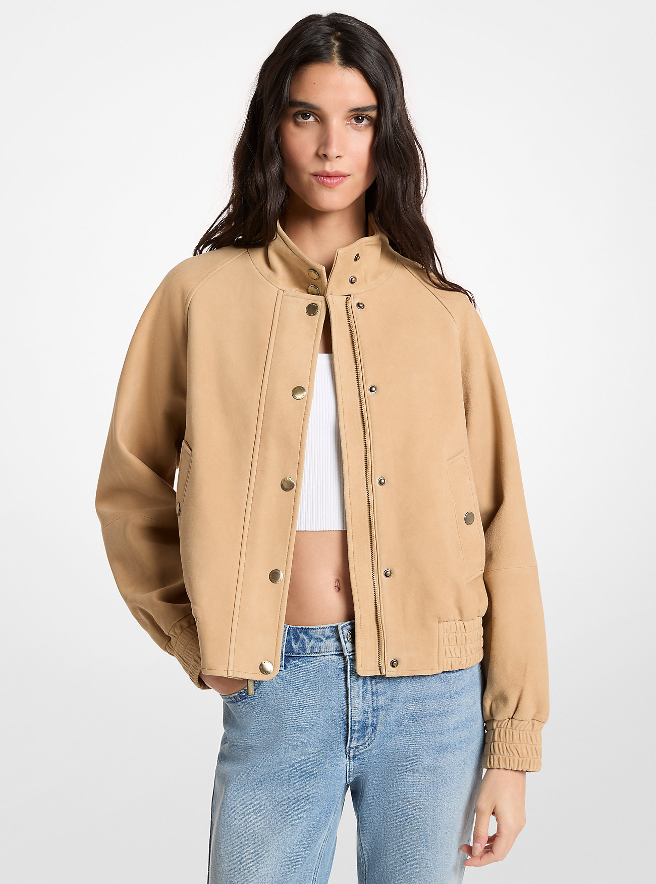 MK Suede Bomber Jacket -