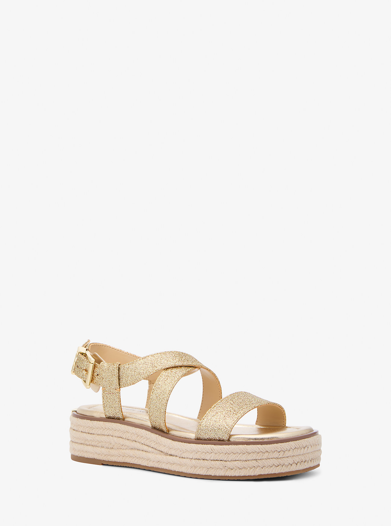 MK Lynn Metallic Leather Platform Espadrille Sandal -