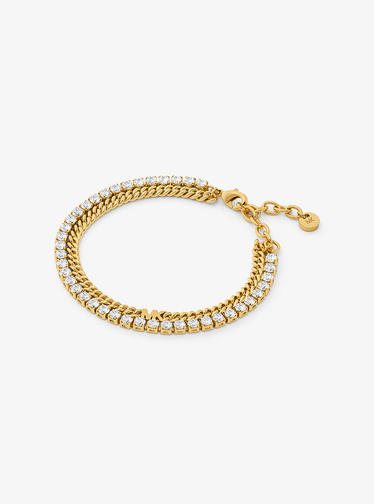 MK Precious Metal-Plated Brass Double Chain Tennis Bracelet -