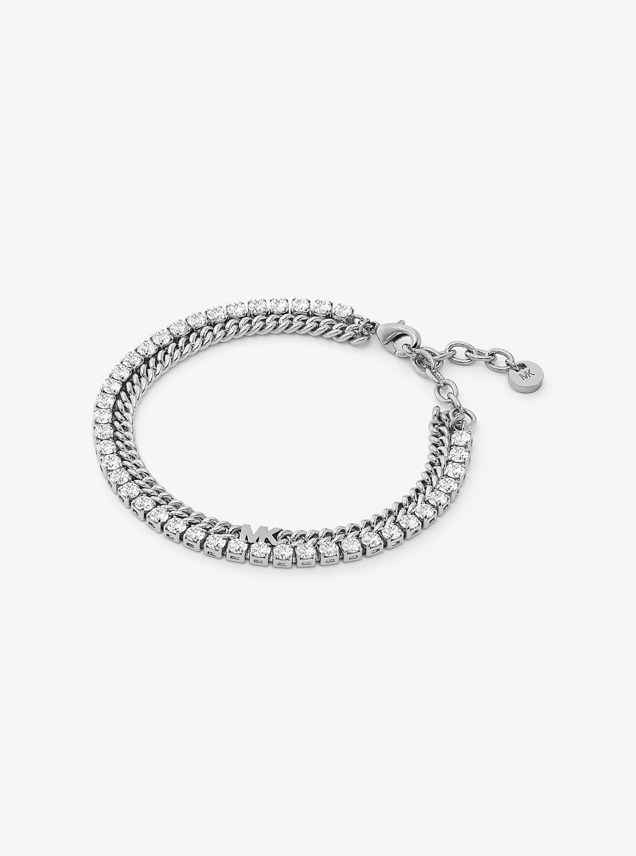 MK Precious Metal-Plated Brass Double Chain Tennis Bracelet -