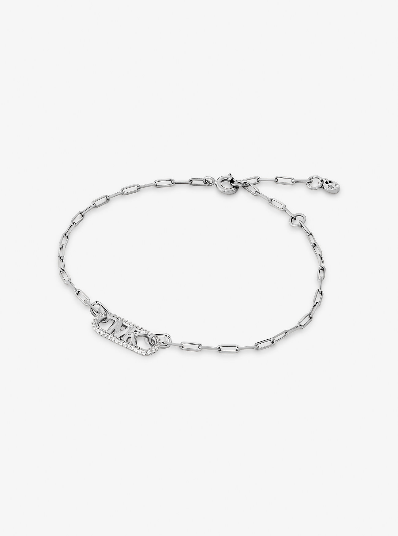MK Precious Metal-Plated Sterling Silver Pavé Empire Logo Chain Link Bracelet -