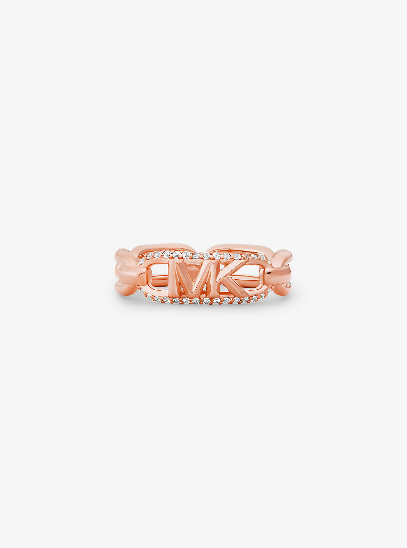 MK Precious Metal-Plated Sterling Silver Pavé Empire Logo Ring -