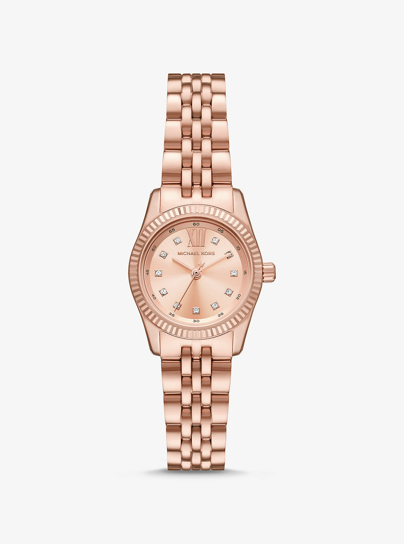 MK Petite Lexington Pavé Rose Gold-Tone Watch -
