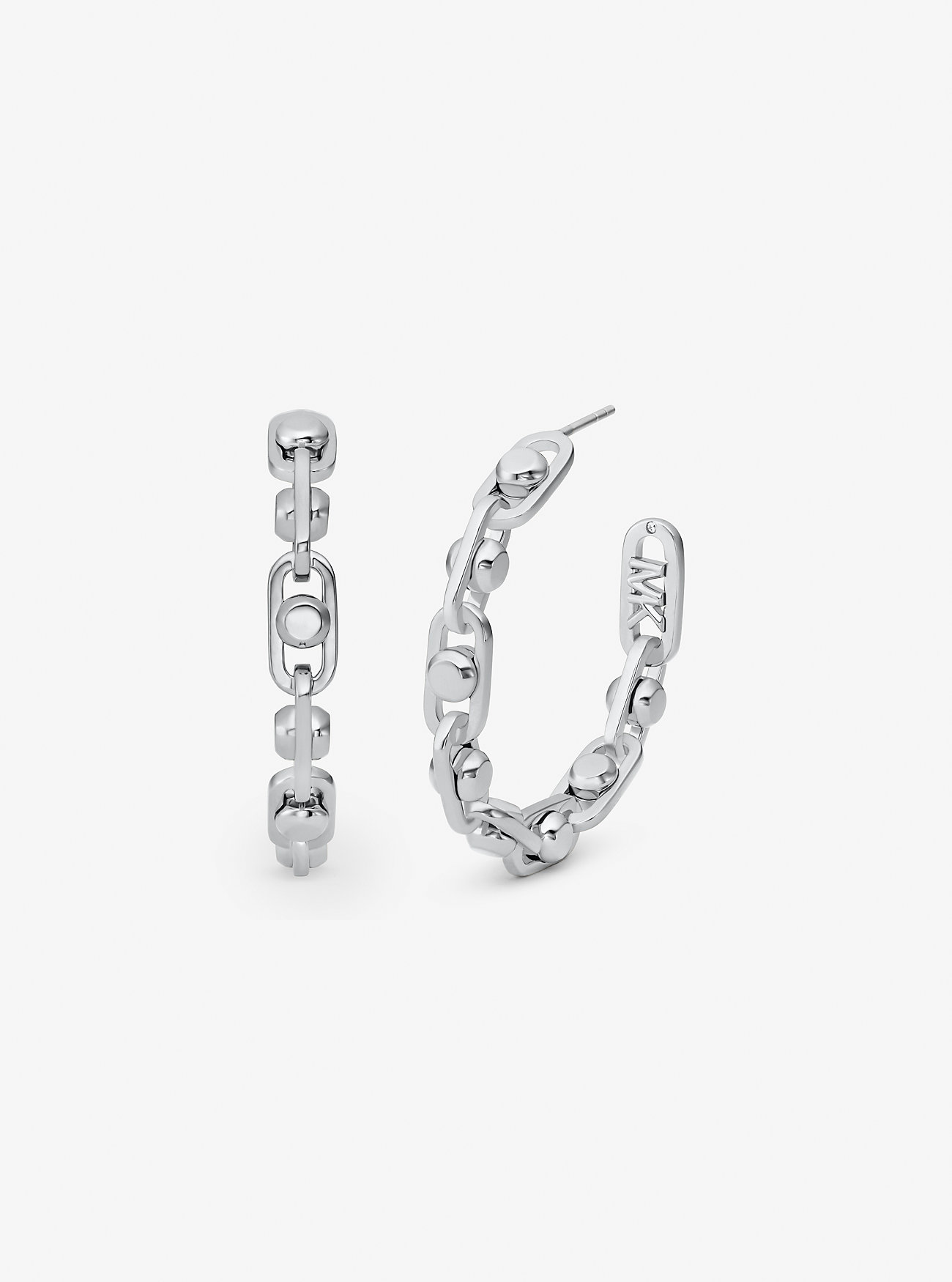 MK Astor Medium Precious Metal-Plated Brass Link Hoop Earrings -