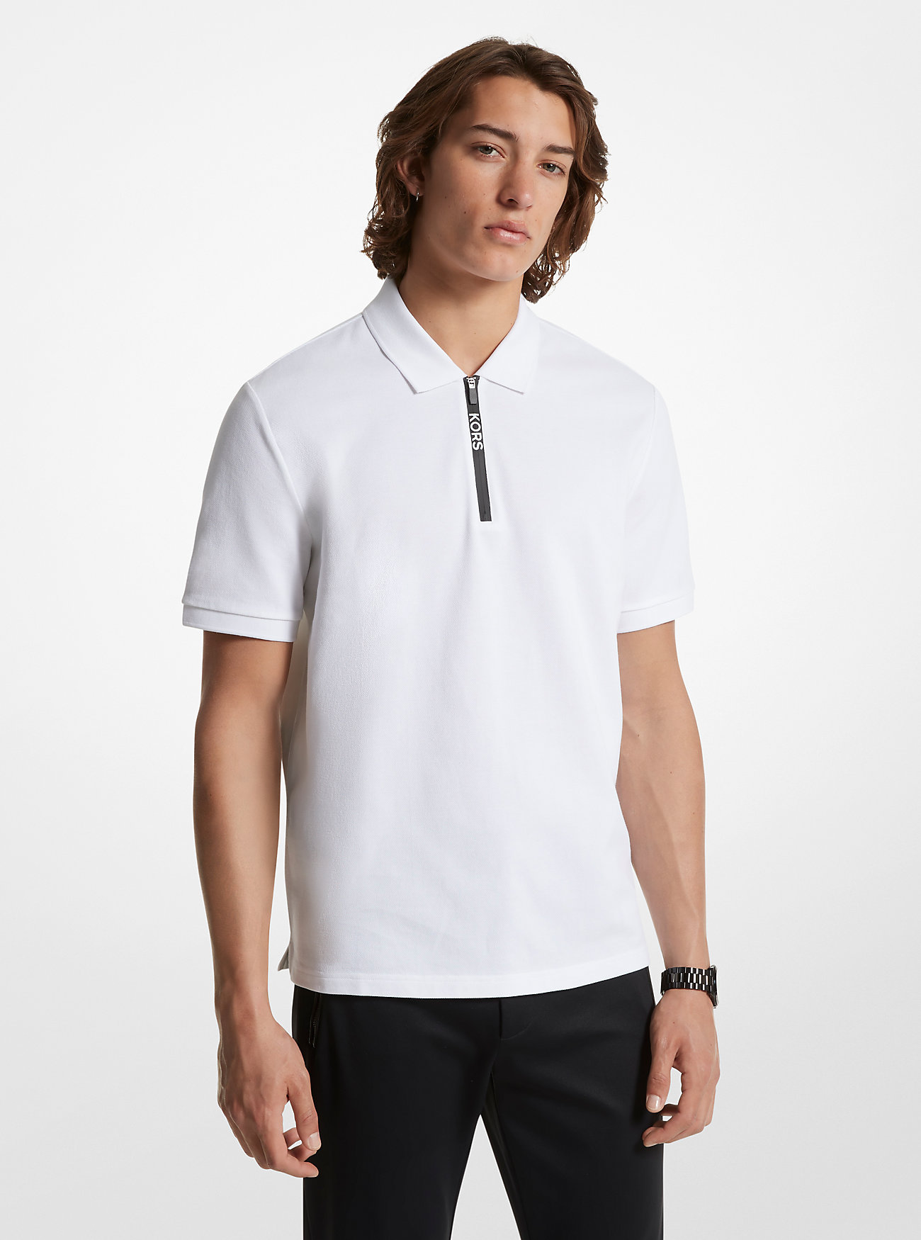 MK Cotton Half-Zip Polo Shirt -