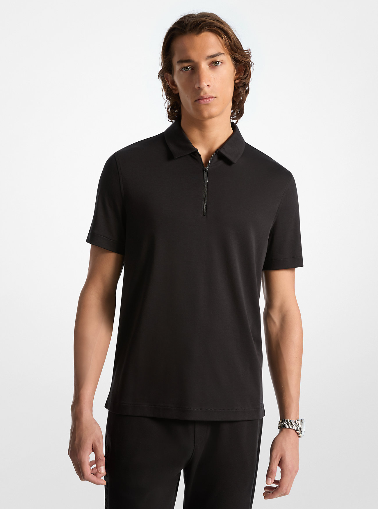MK Cotton Half-Zip Polo Shirt -