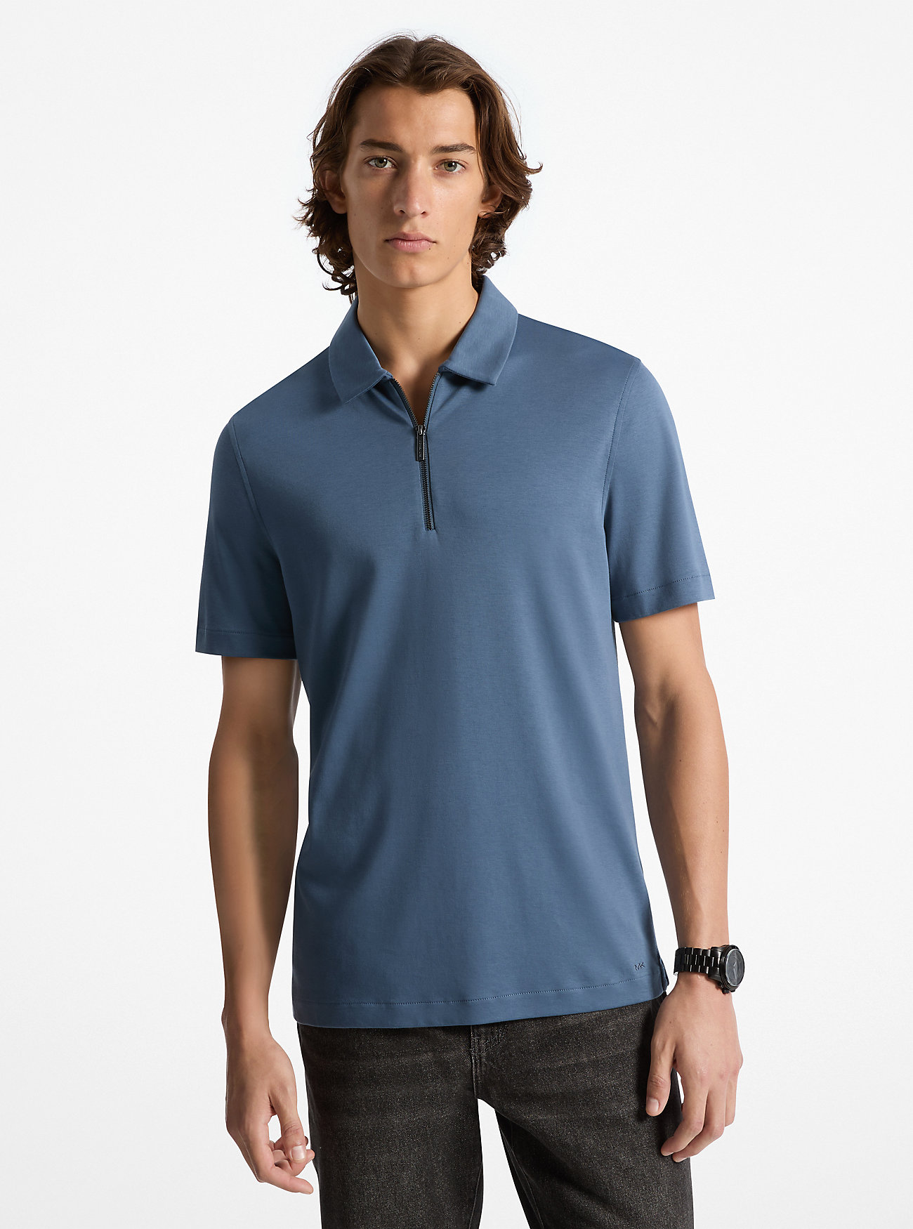 MK Cotton Half-Zip Polo Shirt -