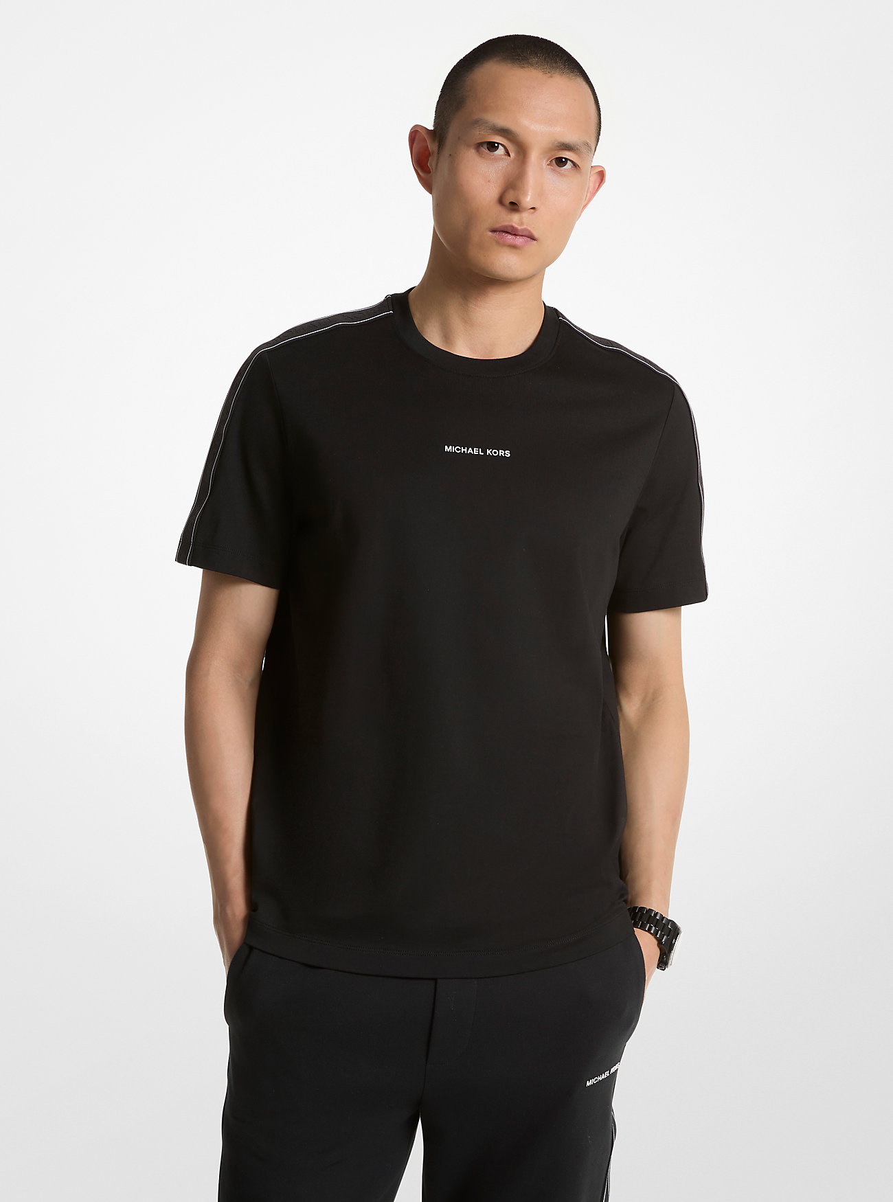 MK Logo Tape Cotton T-Shirt -