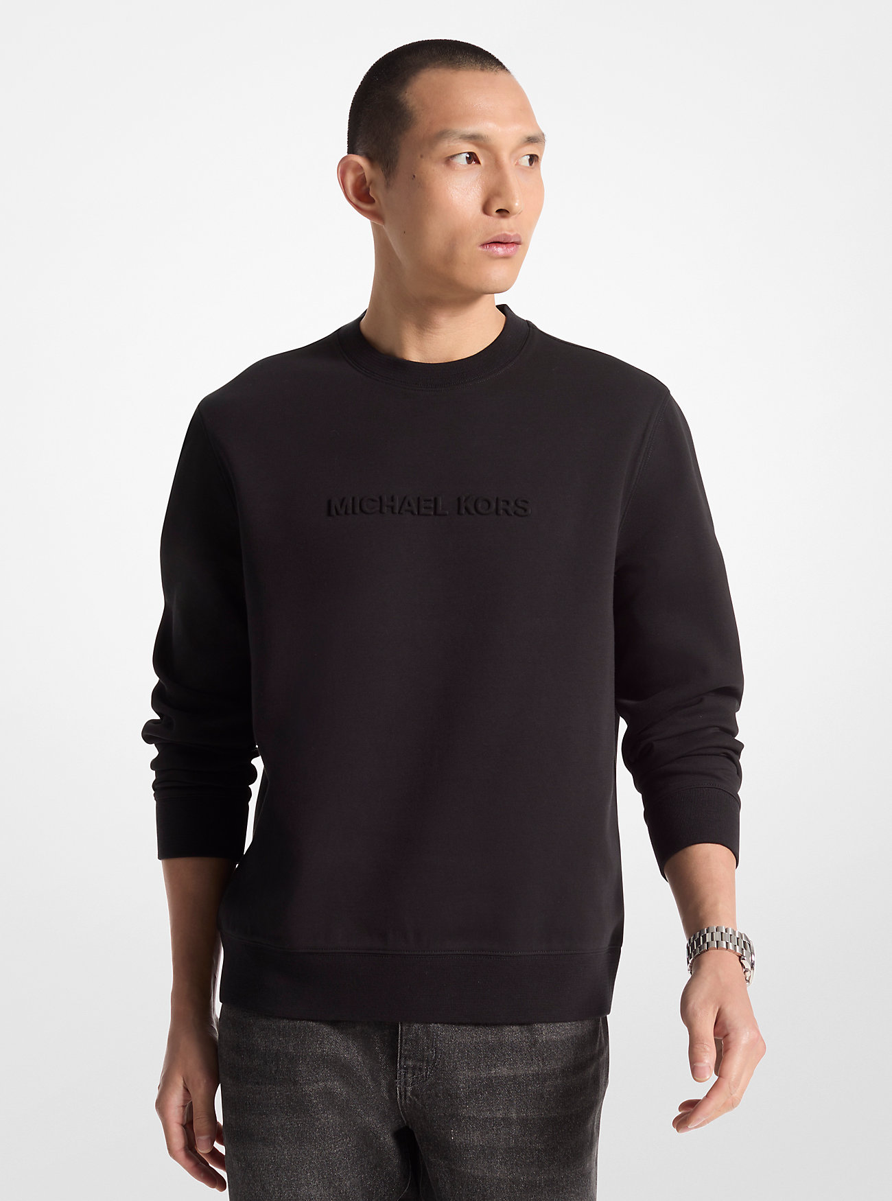 MK Logo Embossed Cotton Blend Jumper -