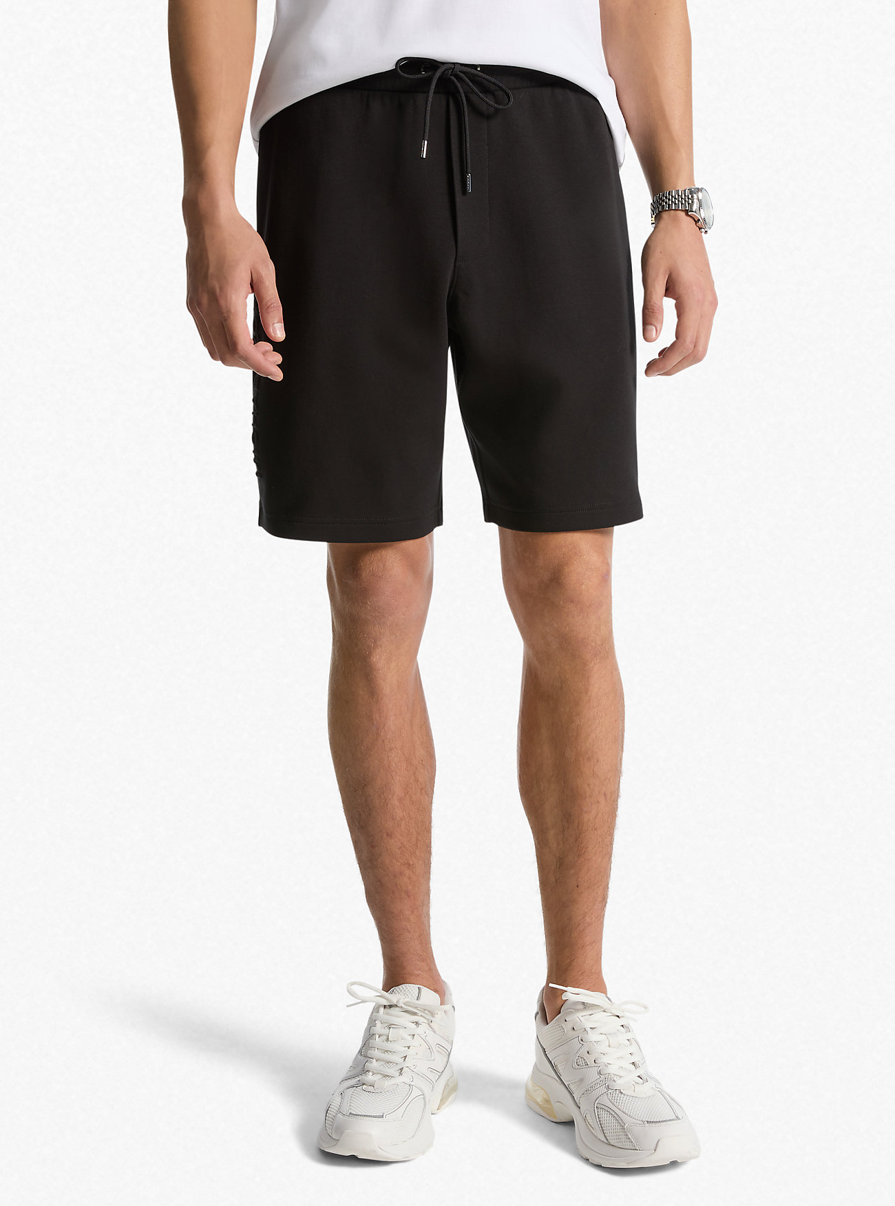 MK Embossed Logo Cotton Blend Shorts -