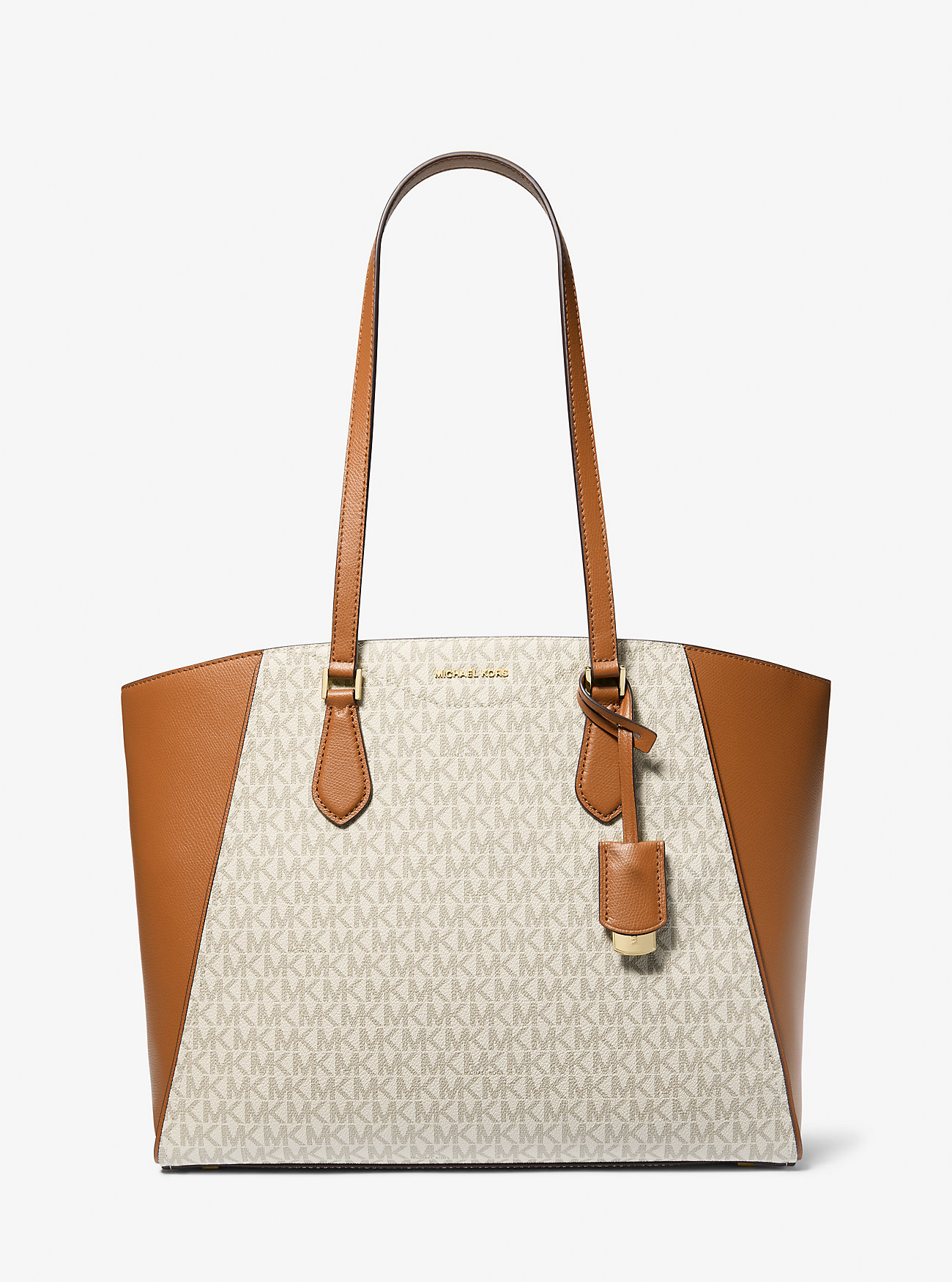 MK Taryn Large Signature Logo and Leather Tote Bag -