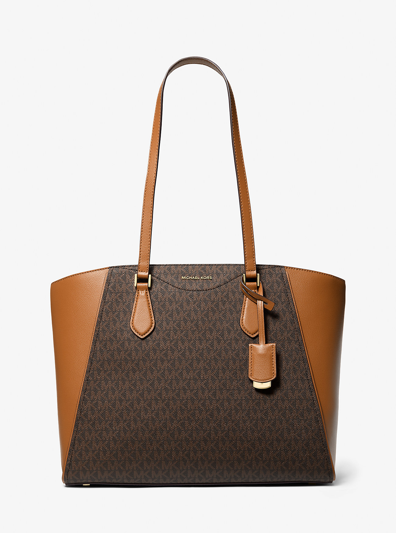 MK Taryn Large Signature Logo and Leather Tote Bag -