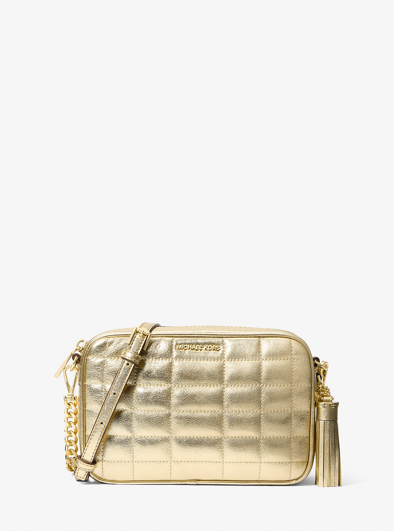 MK Jet Set Medium Quilted Metallic Leather Crossbody Bag -