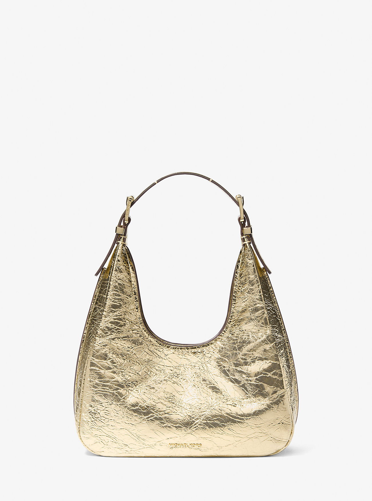 MK Nolita Small Metallic Crackled Leather Hobo Shoulder Bag - by MICHAEL Michael Kors