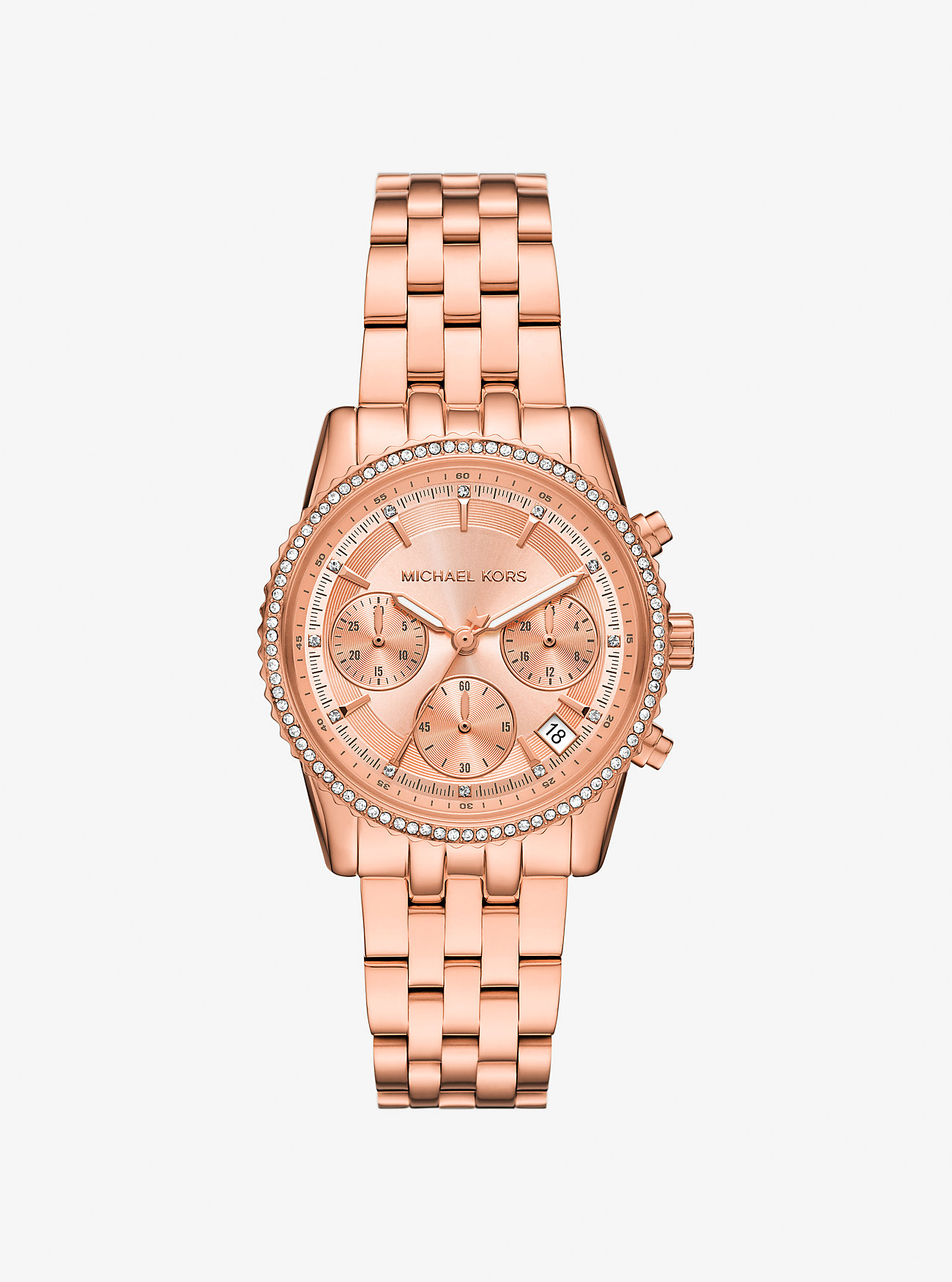 MK Mini Bryant Pavé Rose Gold-Tone Watch -
