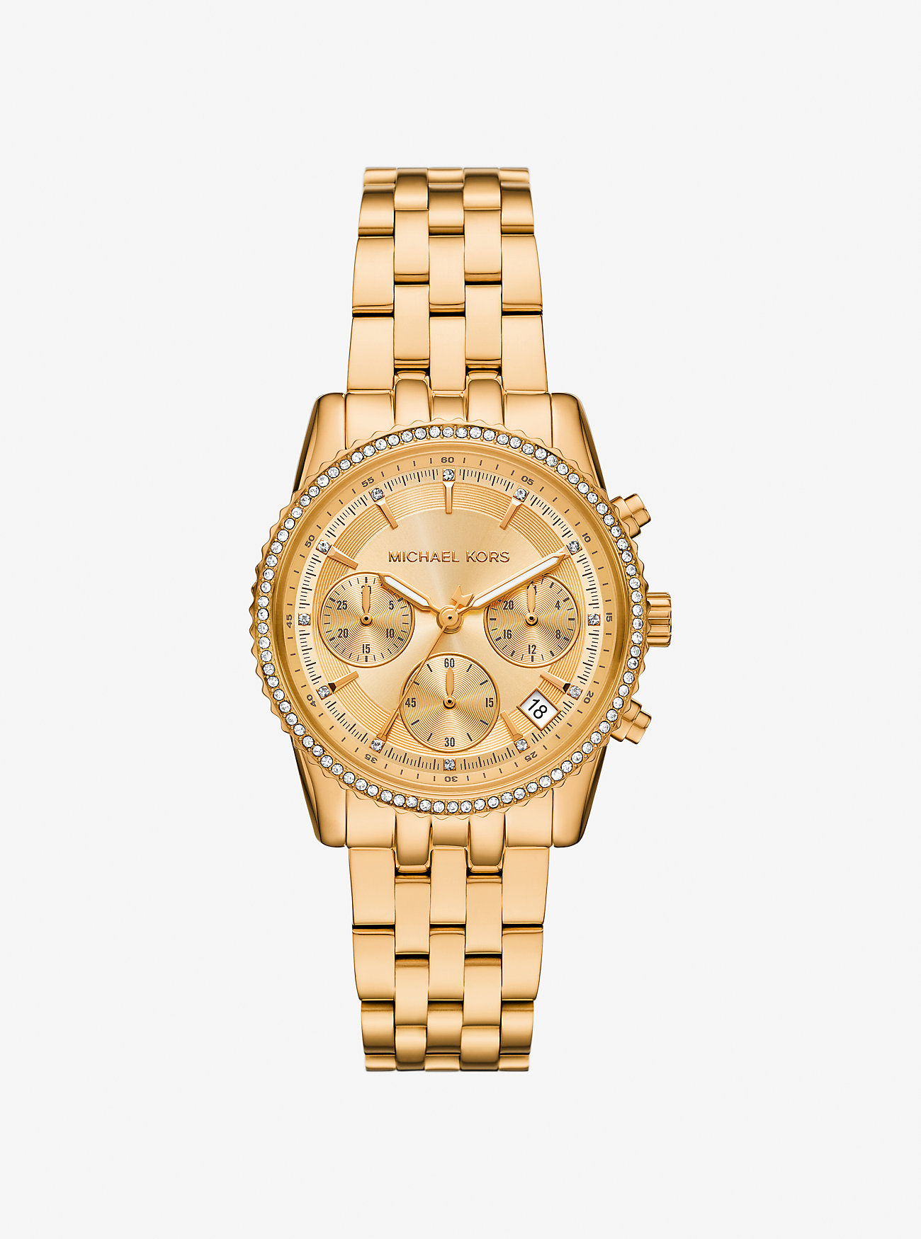 MK Mini Bryant Pavé Gold-Tone Watch -