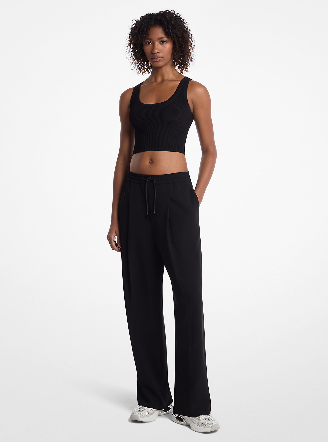 MK Pleated Crepe Track Trousers -