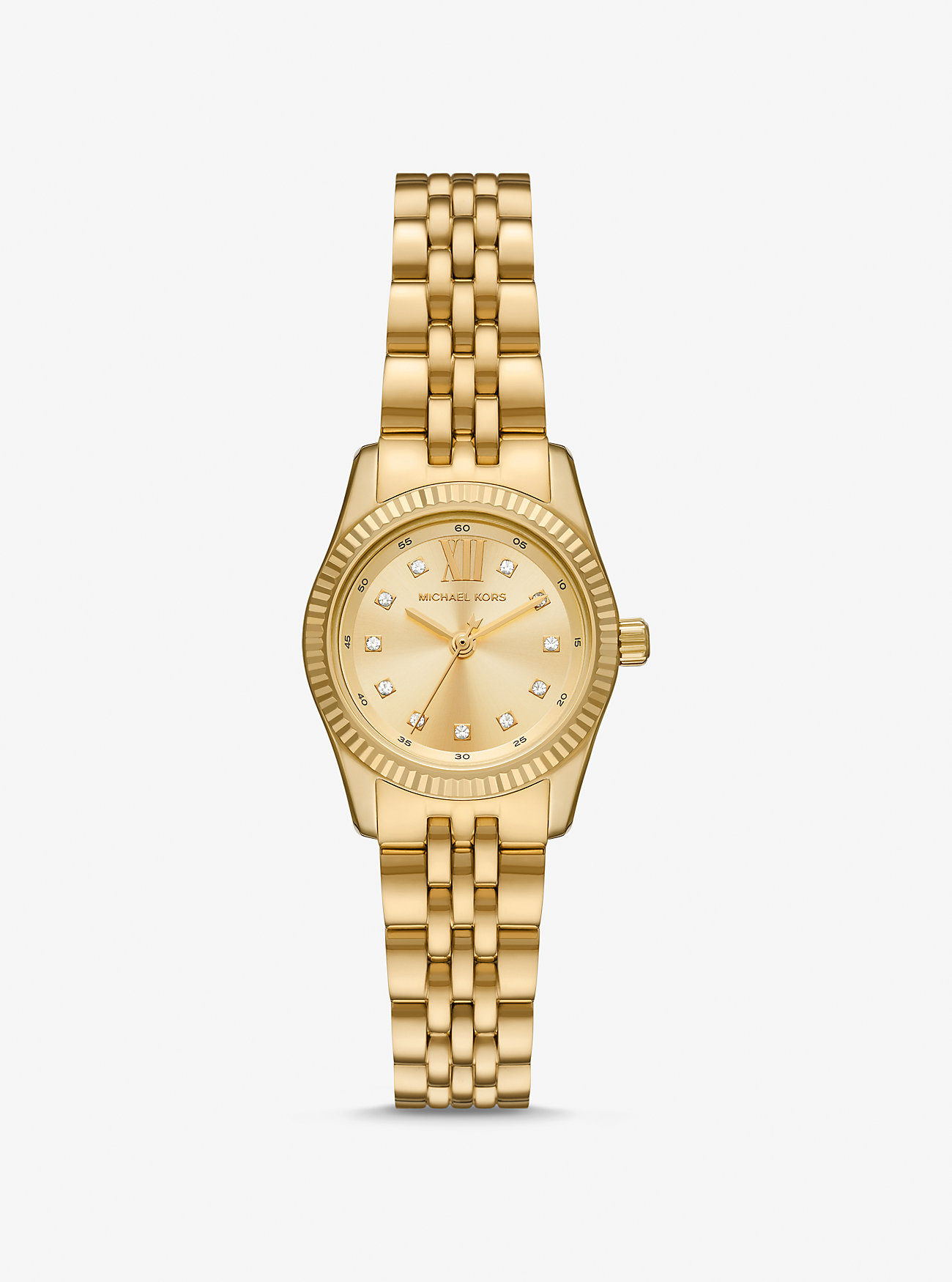 MK Petite Lexington Pavé Gold-Tone Watch -