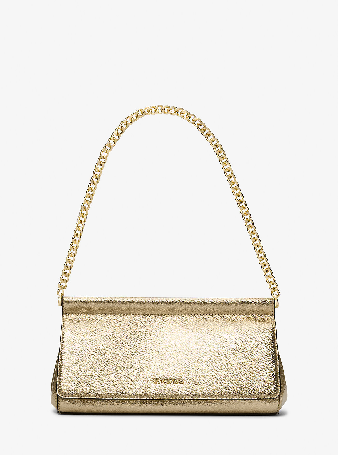 MK Carmine Medium Metallic Pebbled Leather Pochette -