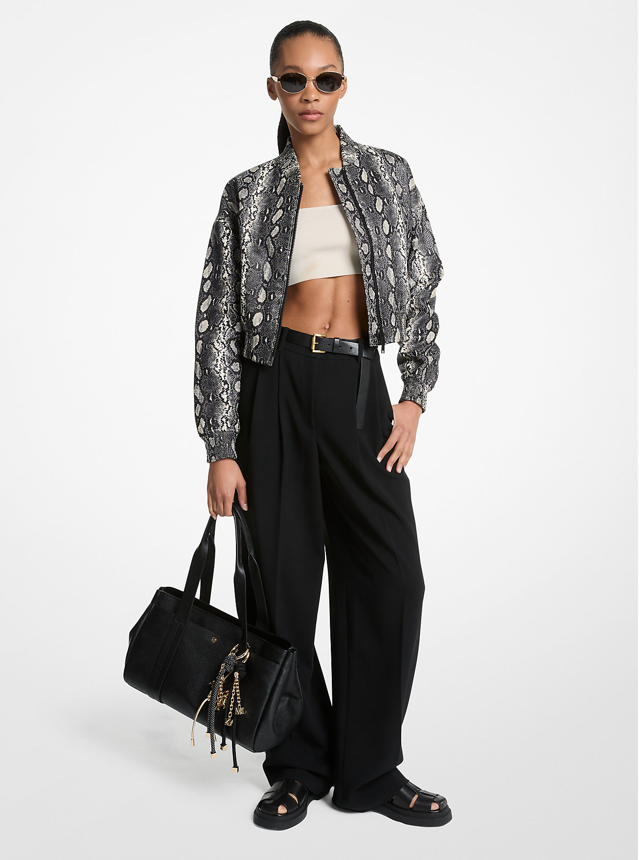 MK Pleated Crepe Wide-Leg Pant -
