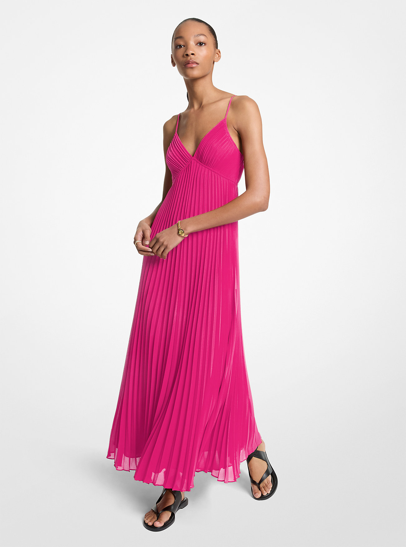 MK Pleated Georgette Maxi Dress -