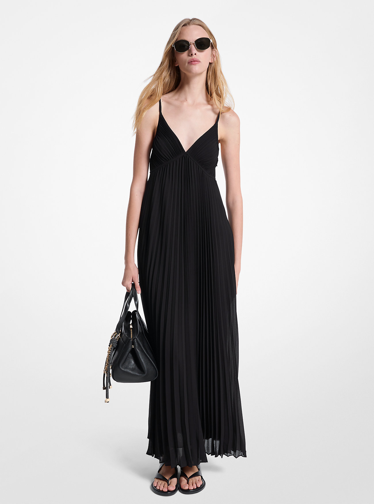 MK Pleated Georgette Maxi Dress -