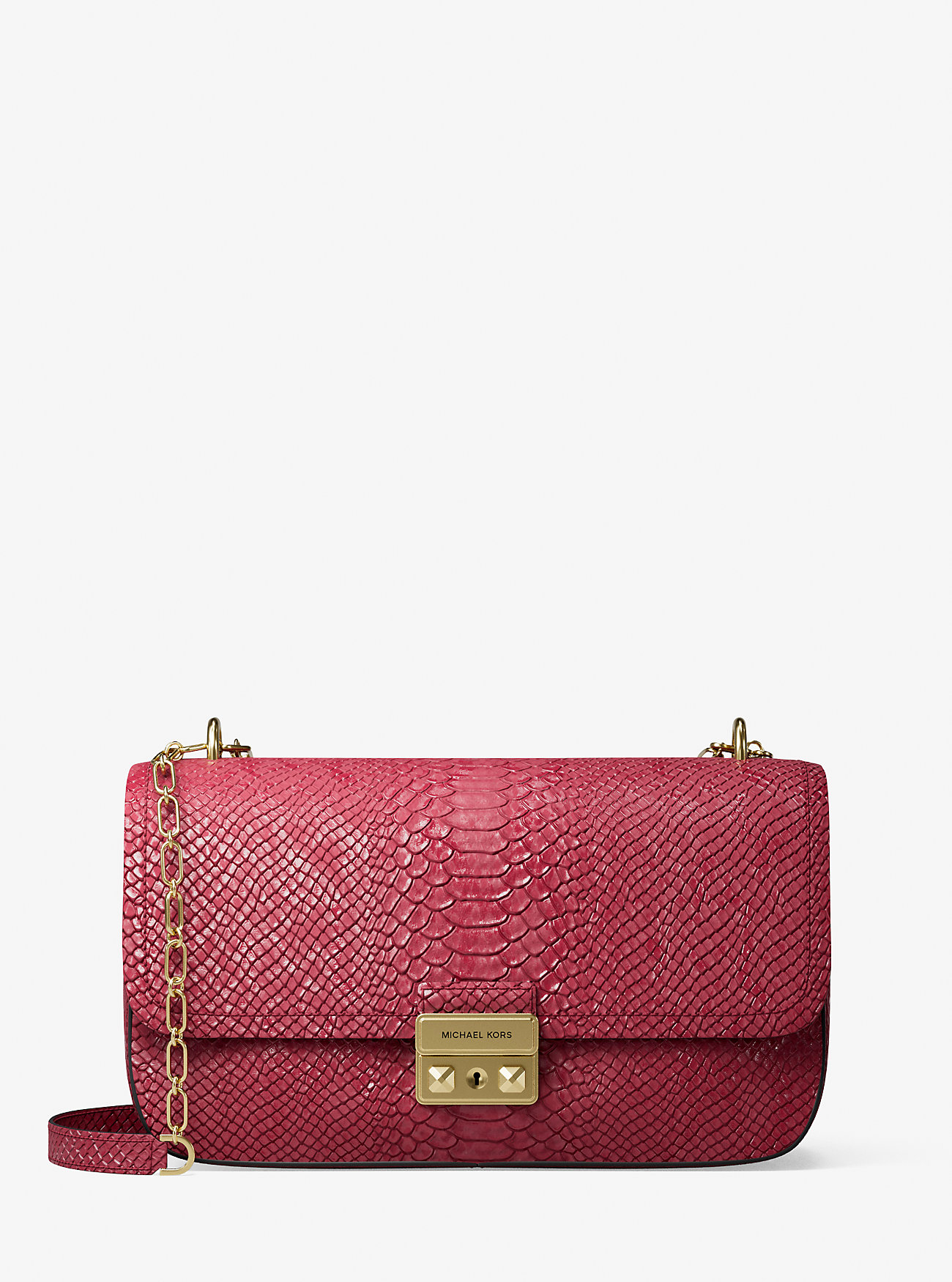 MK Tribeca Large Snake Embossed Leather Shoulder Bag -