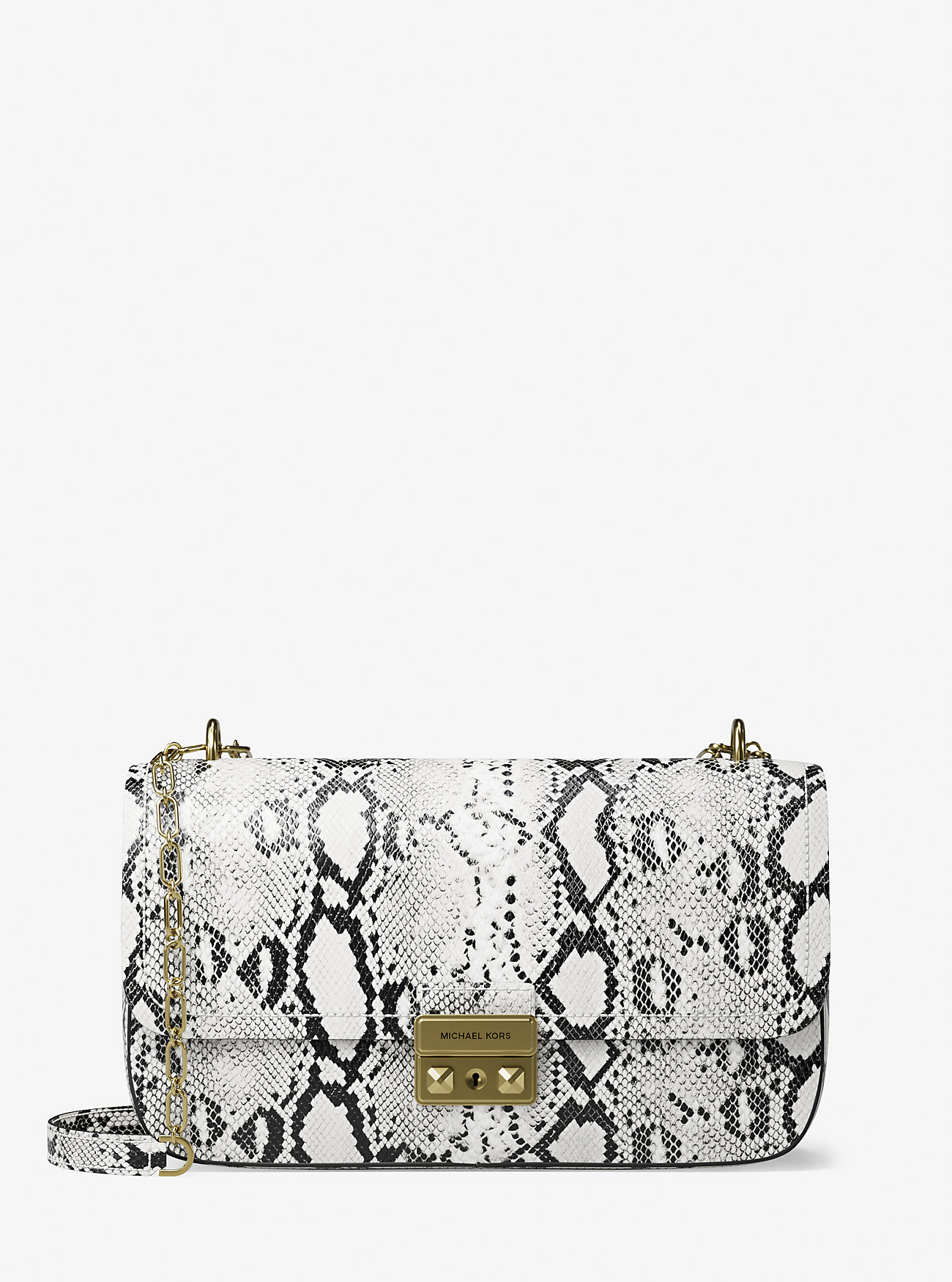MK Tribeca Large Snake Embossed Leather Shoulder Bag -