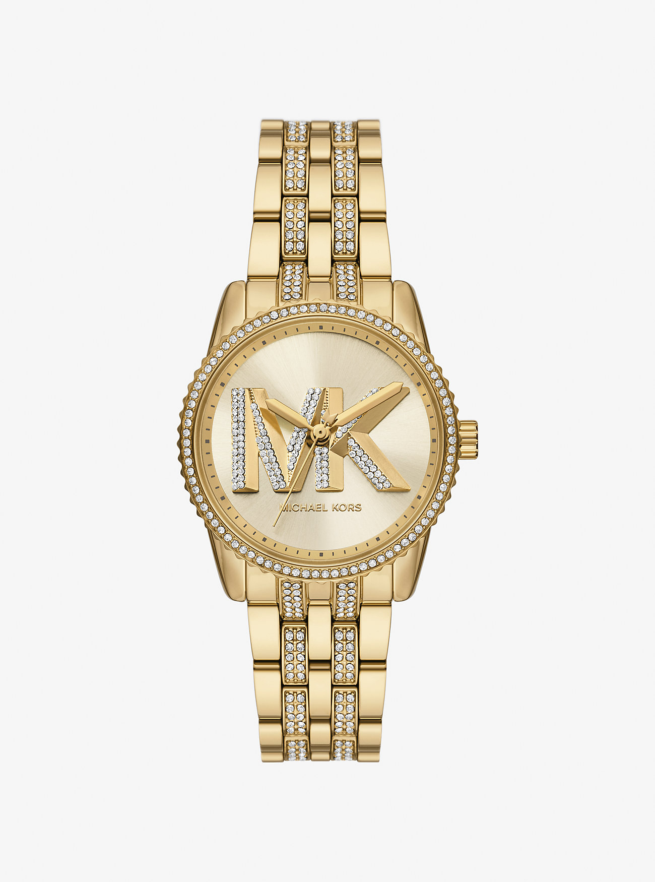 MK Mini Bryant Pavé Logo Gold-Tone Watch -