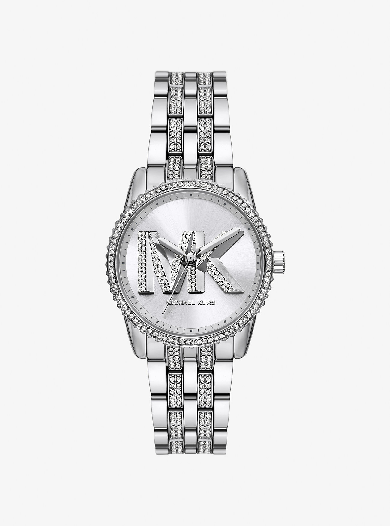 MK Mini Bryant Pavé Logo Silver-Tone Watch -