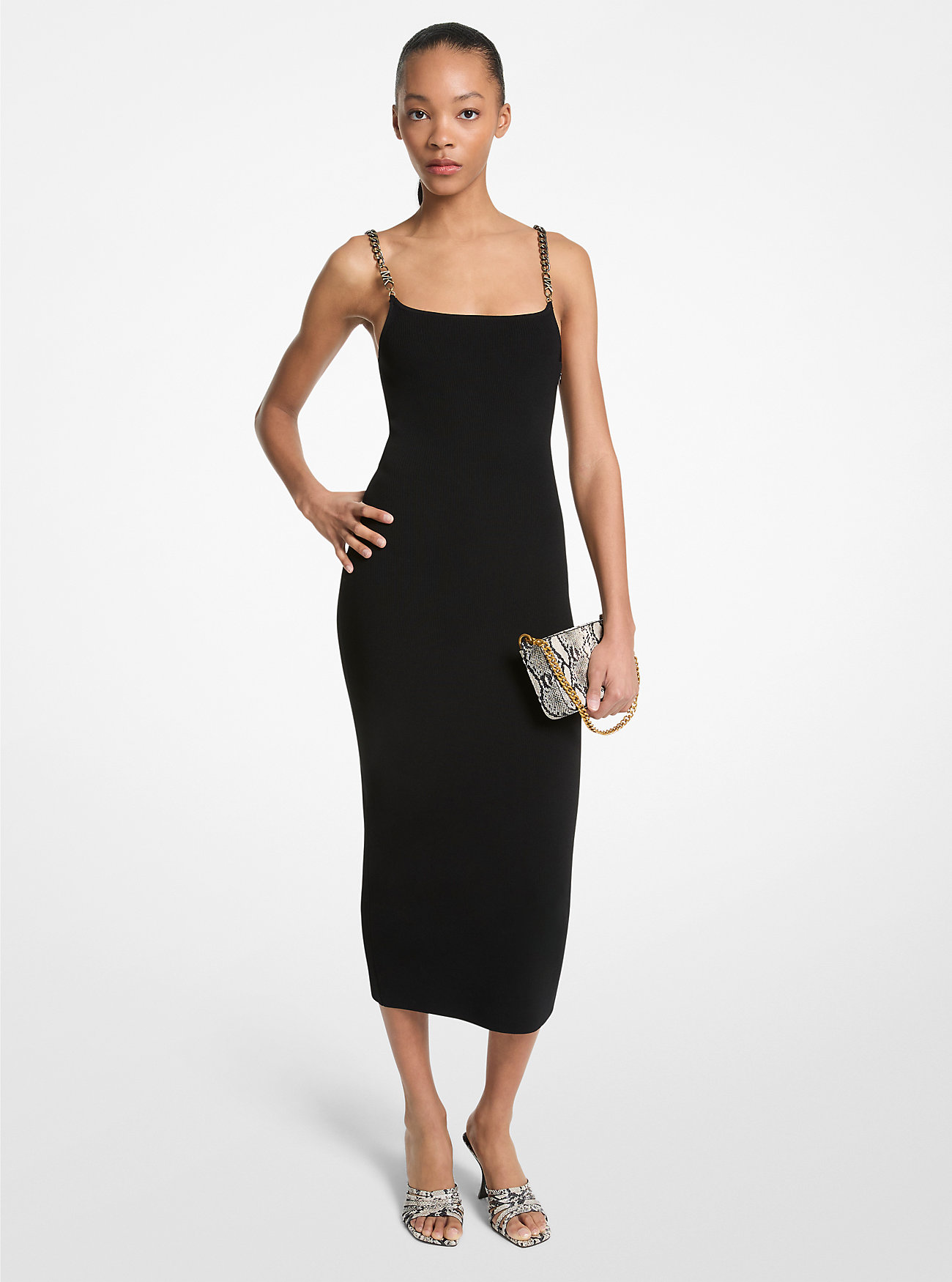 MK Embellished Viscose Blend Midi Dress - by MICHAEL Michael Kors