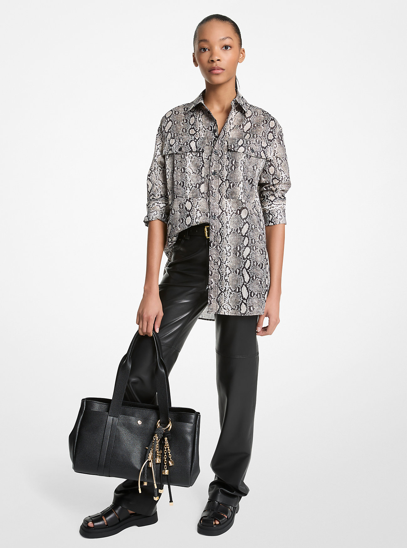 MK Snake Print Cotton Lawn Shirt -