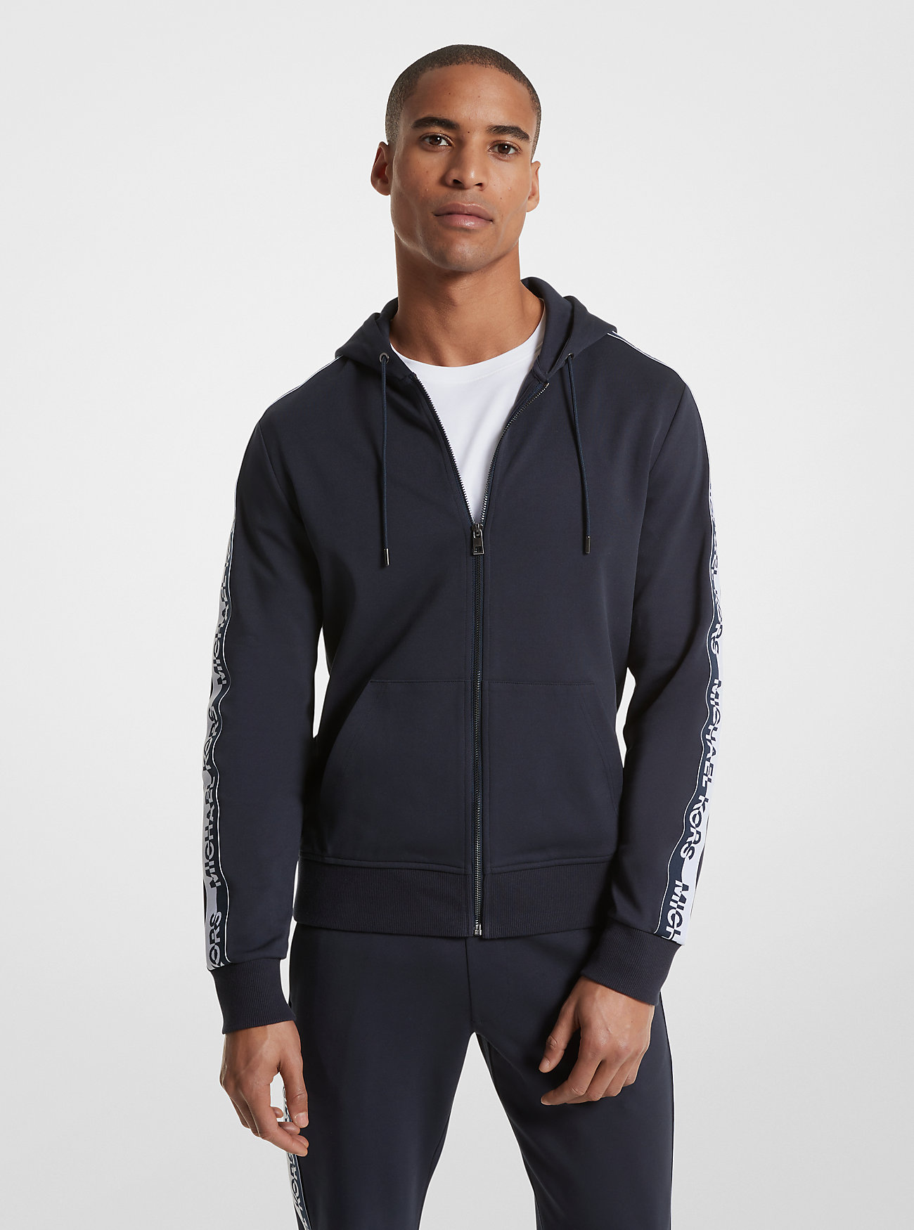 MK Logo Tape Cotton Blend Zip-Up Hoodie -