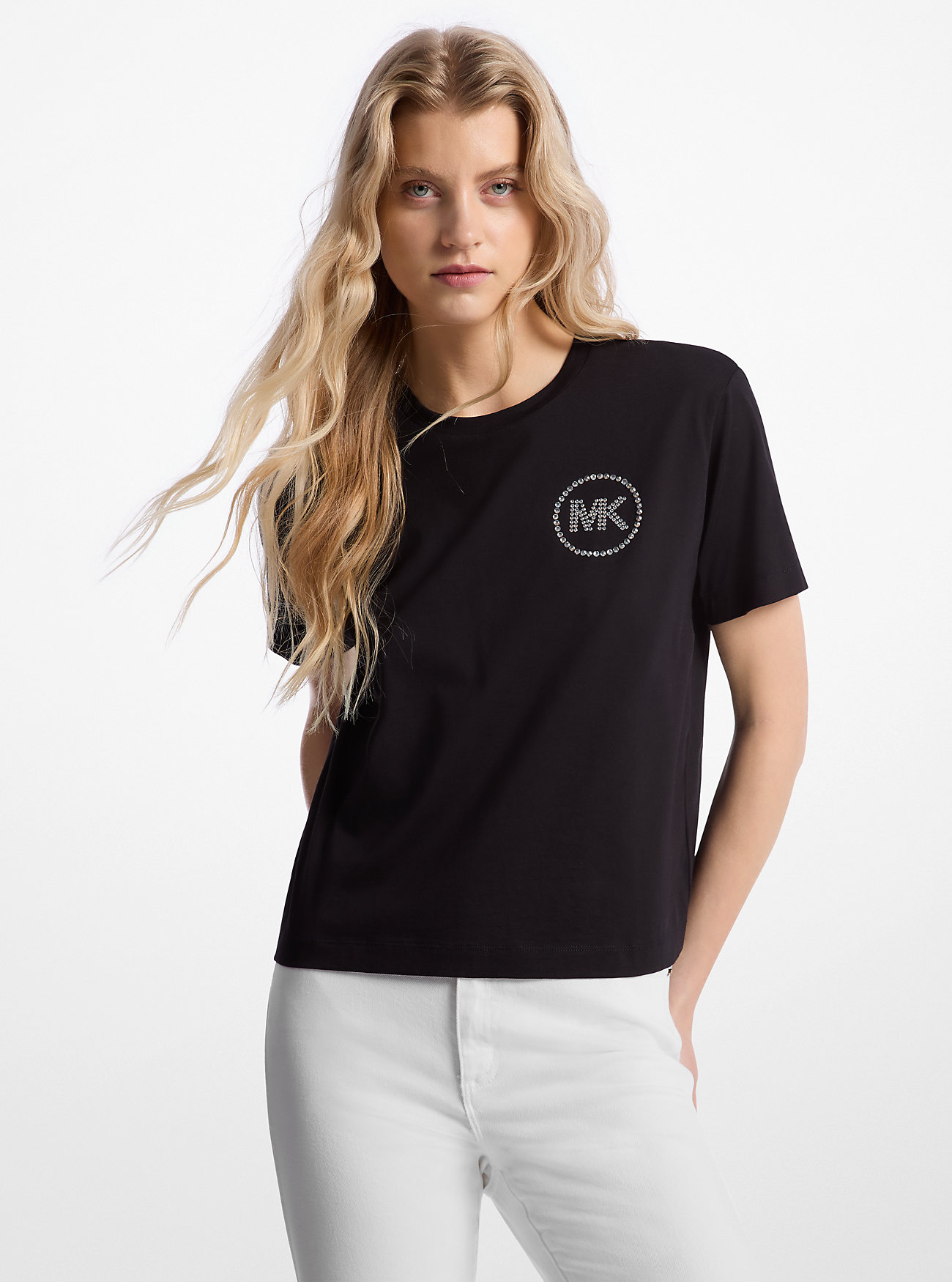 MK Embellished Logo Organic Cotton T-Shirt -