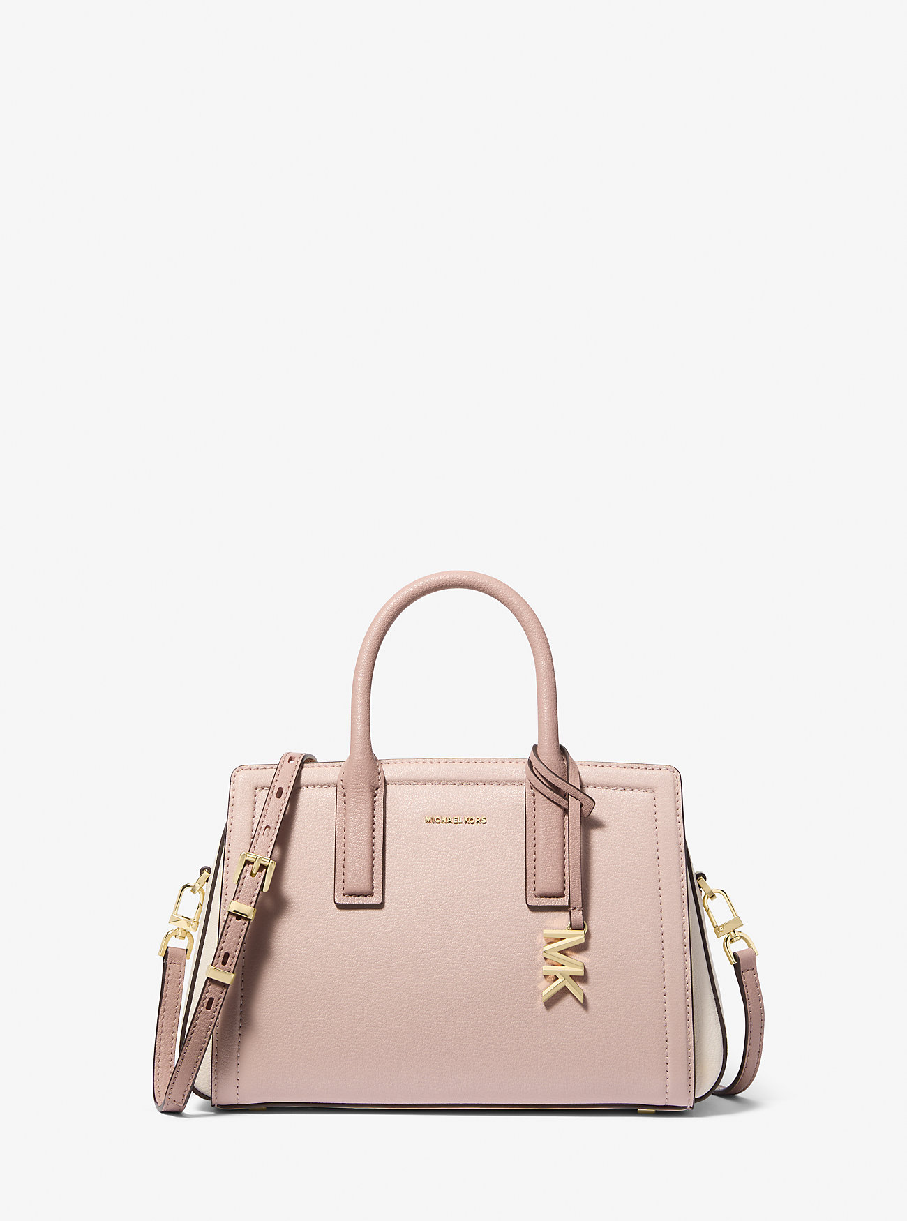MK Laila Small Color-Block Pebbled Leather Satchel -