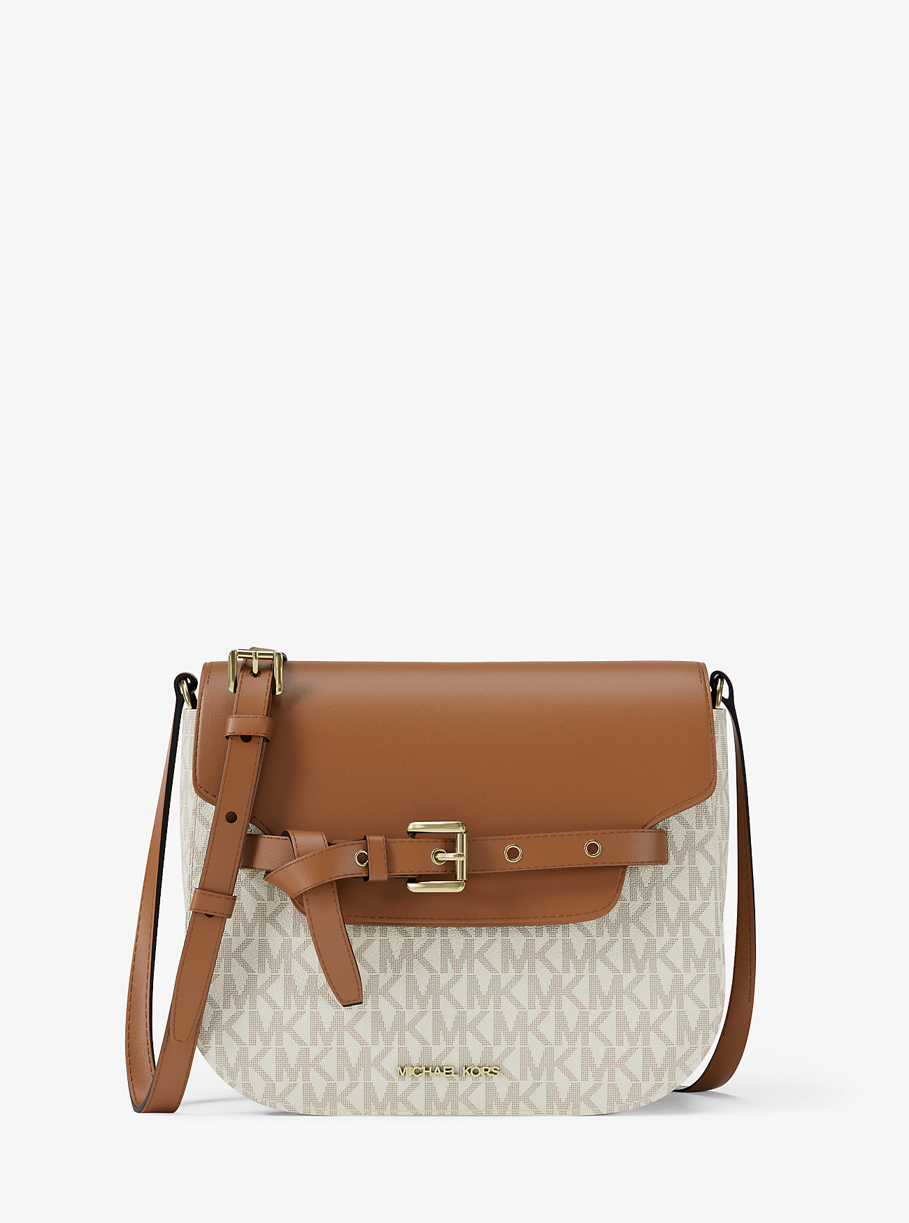 MK Emilia Small Signature Logo Saddle Crossbody Bag -