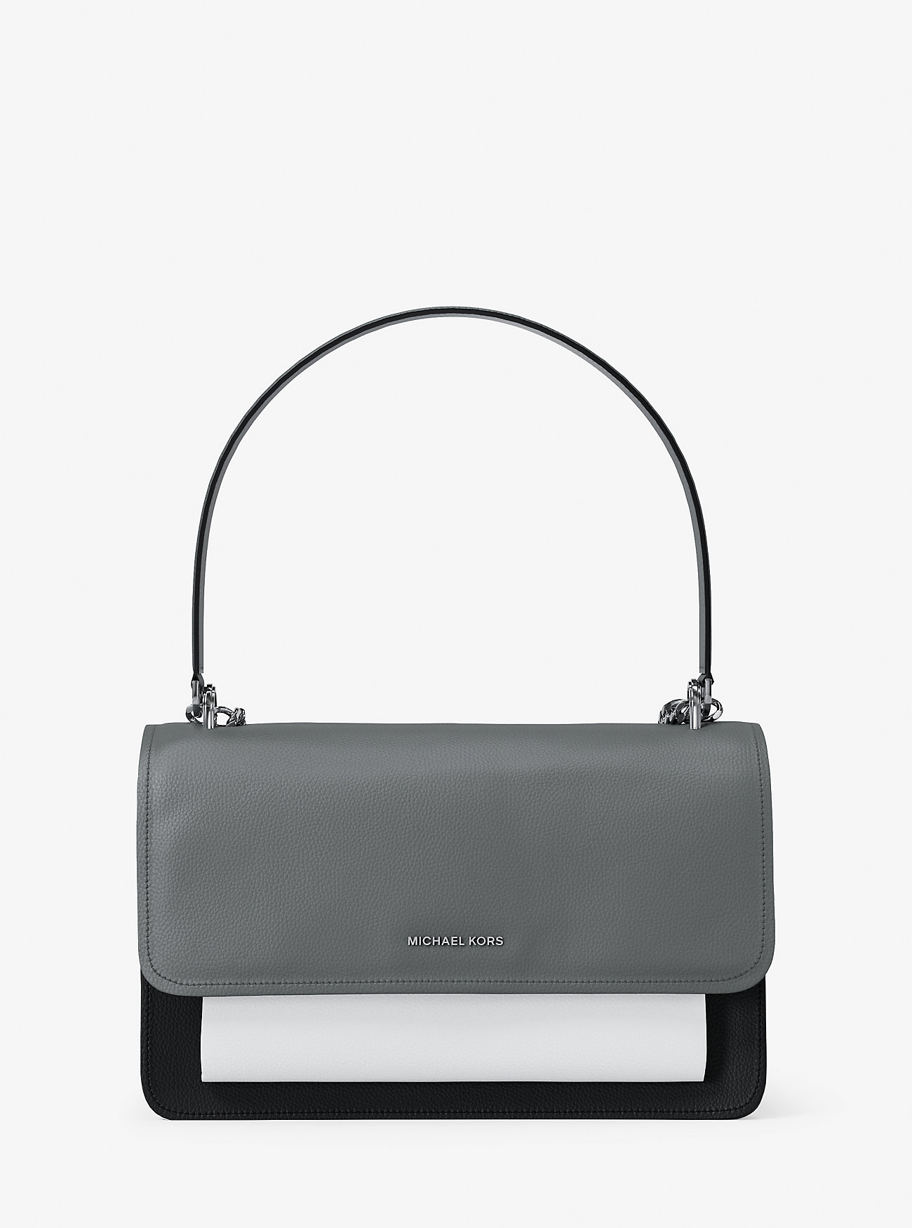 MK Claire Large Color-Block Pebbled Leather Shoulder Bag -