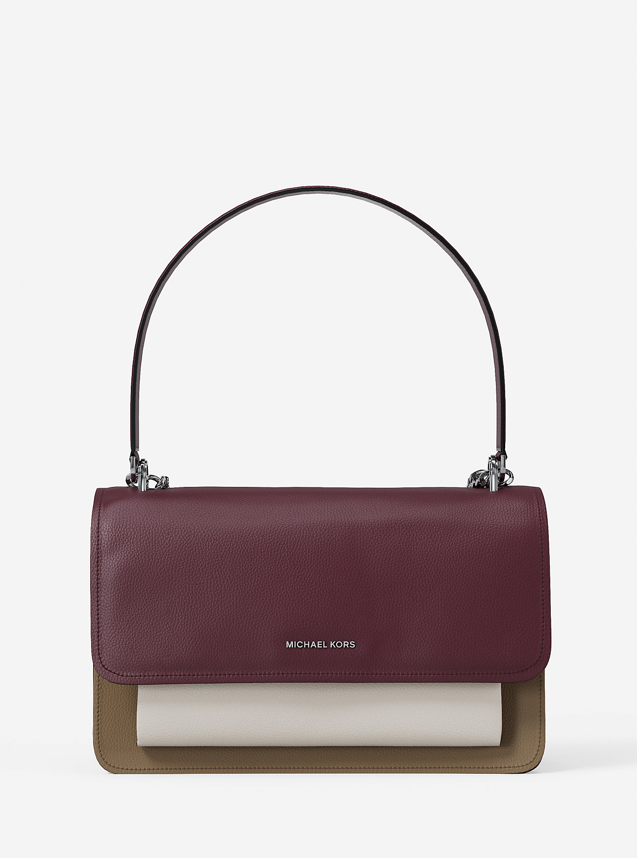 MK Claire Large Color-Block Pebbled Leather Shoulder Bag -
