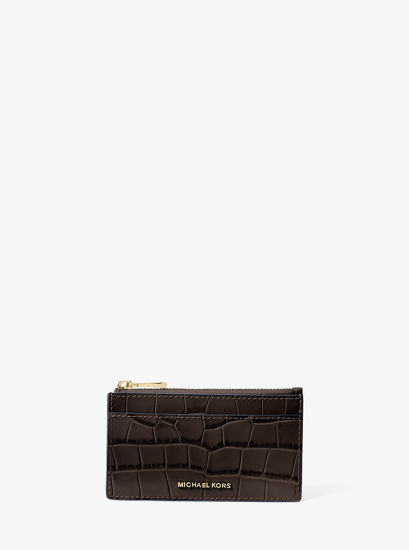 MK Jet Set Small Crocodile Embossed Leather Card Case -