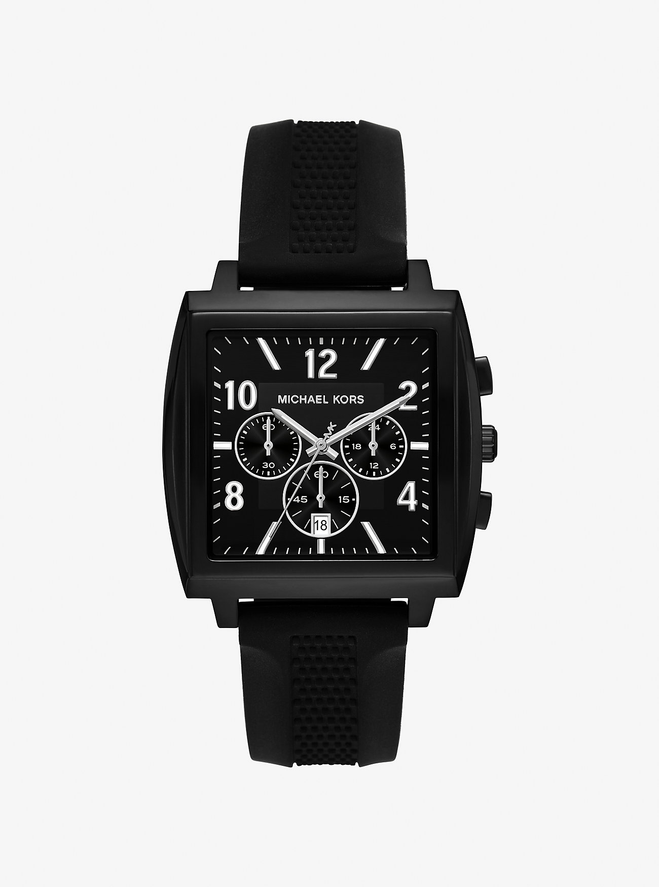 MK Oversized Rhys Black-Tone and Silicone Watch -