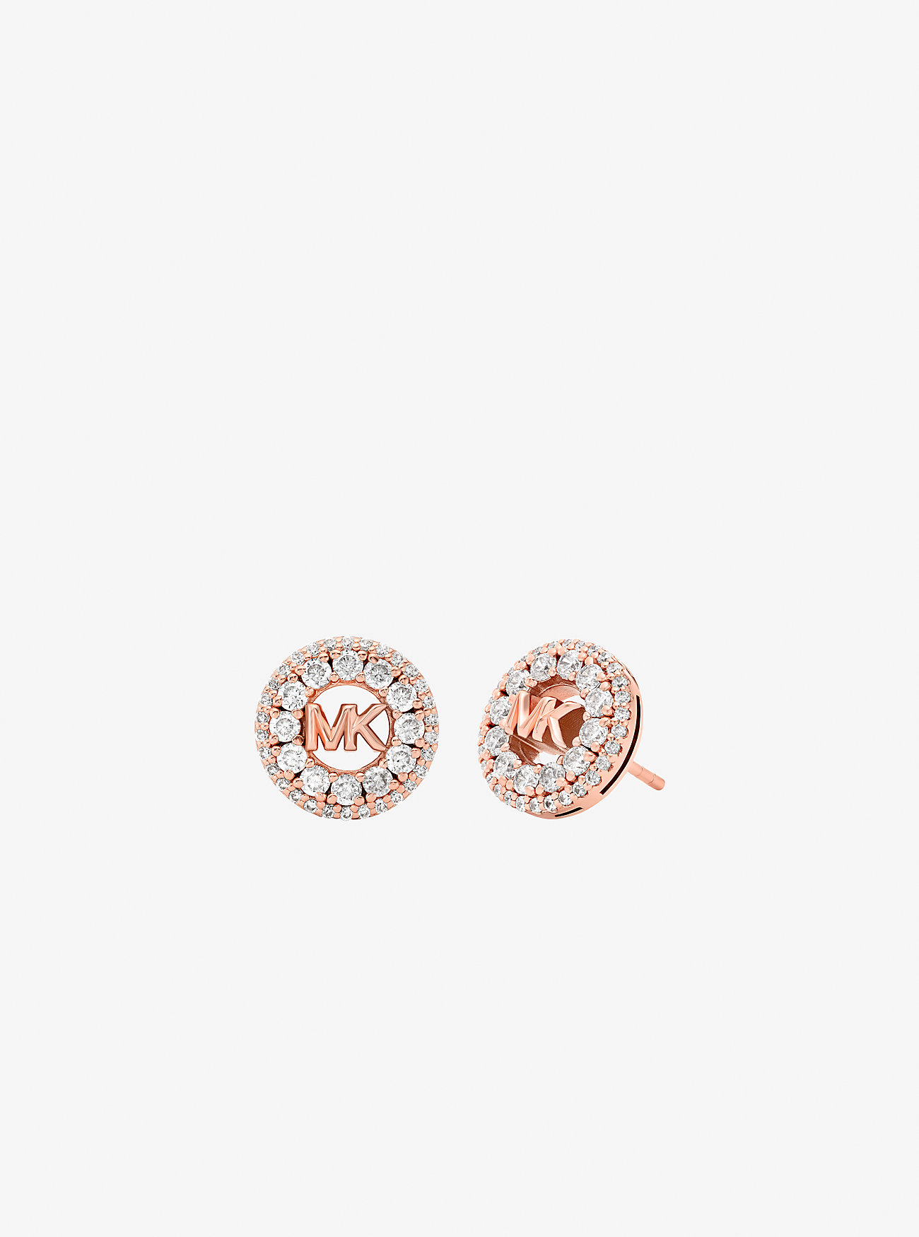 MK Fulton Precious Metal-Plated Pavé Logo Charm Stud Earrings -