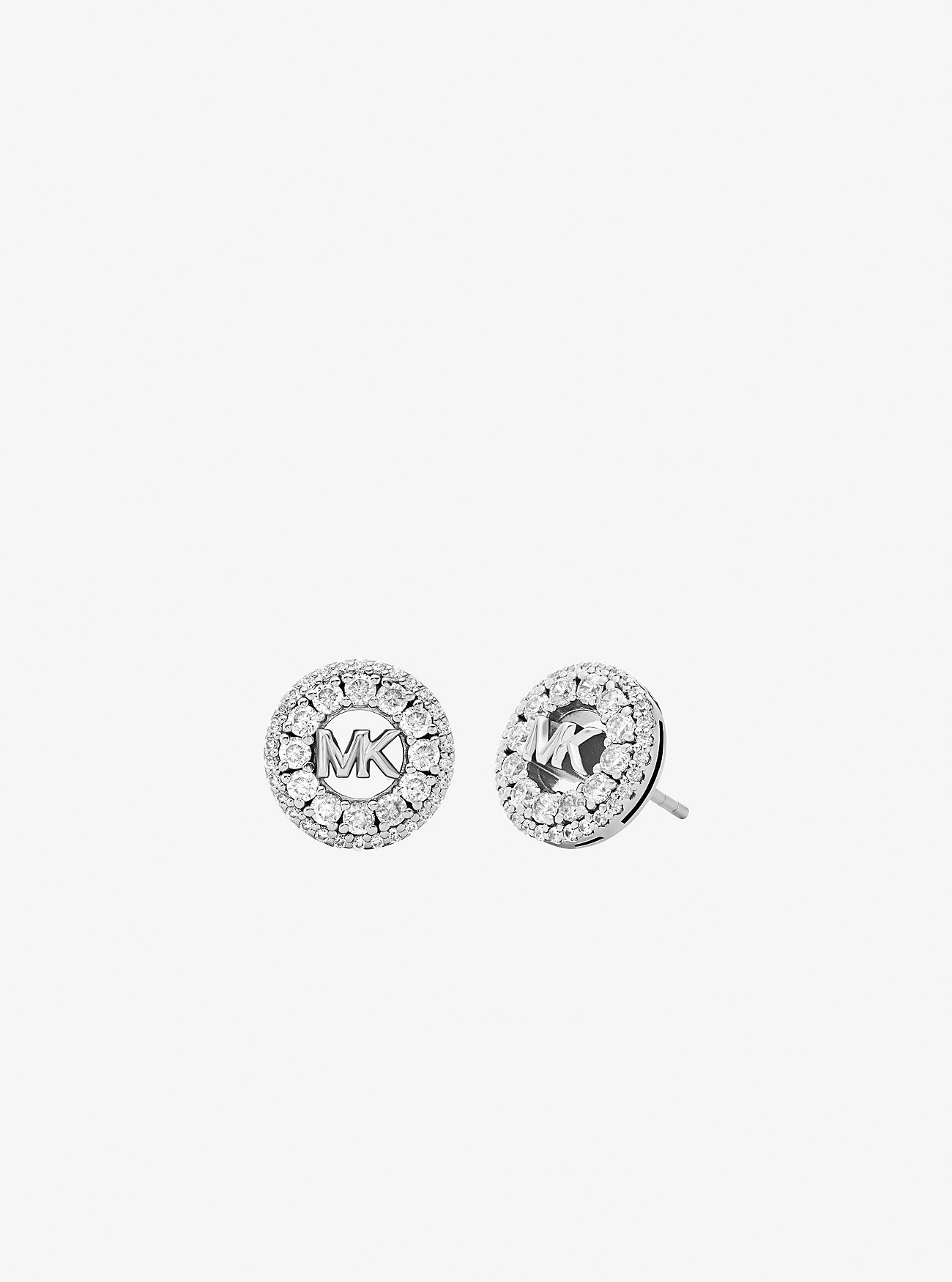 MK Fulton Precious Metal-Plated Pavé Logo Charm Stud Earrings -