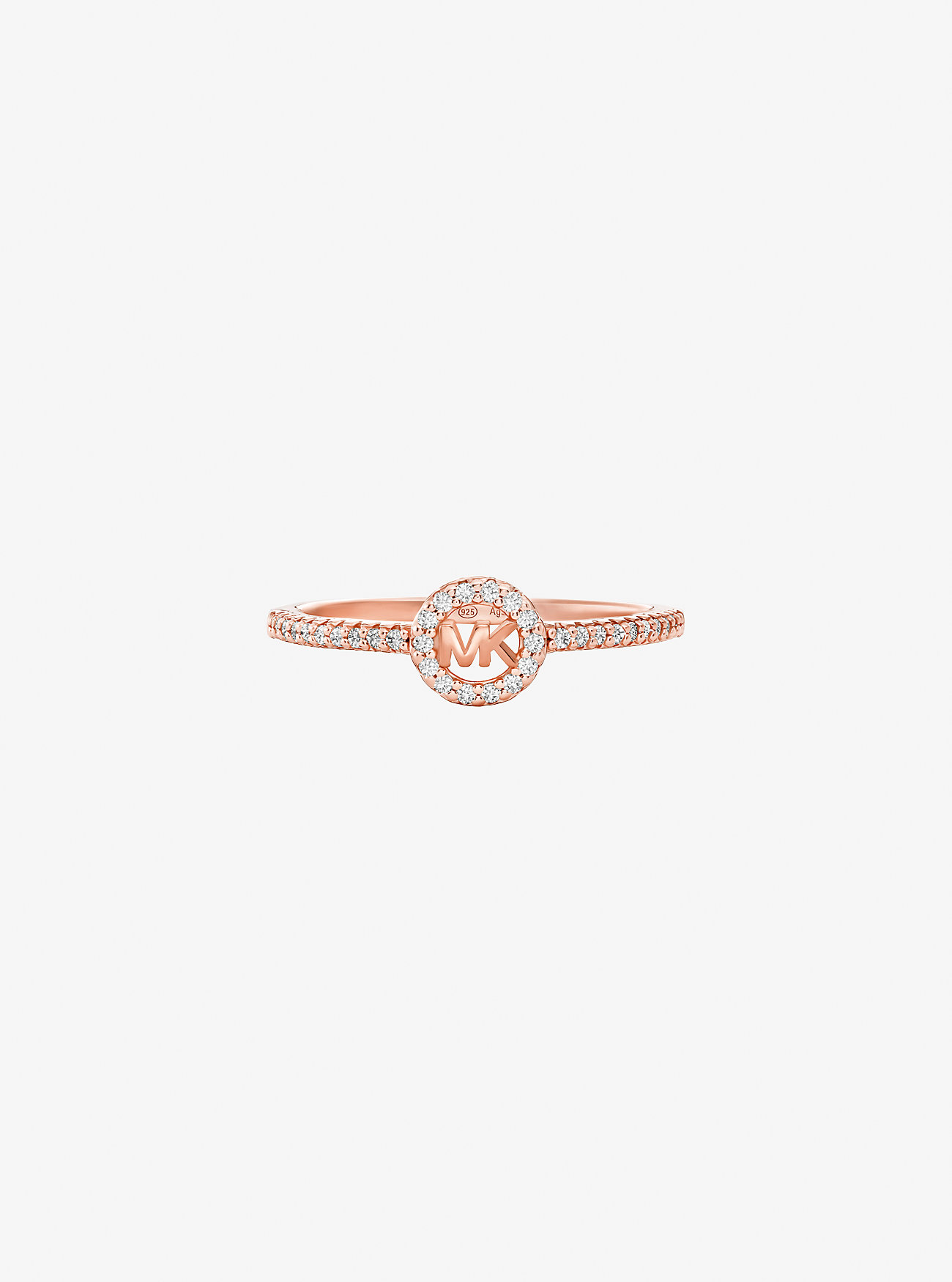 MK Fulton Precious Metal-Plated Pavé Logo Charm Ring -