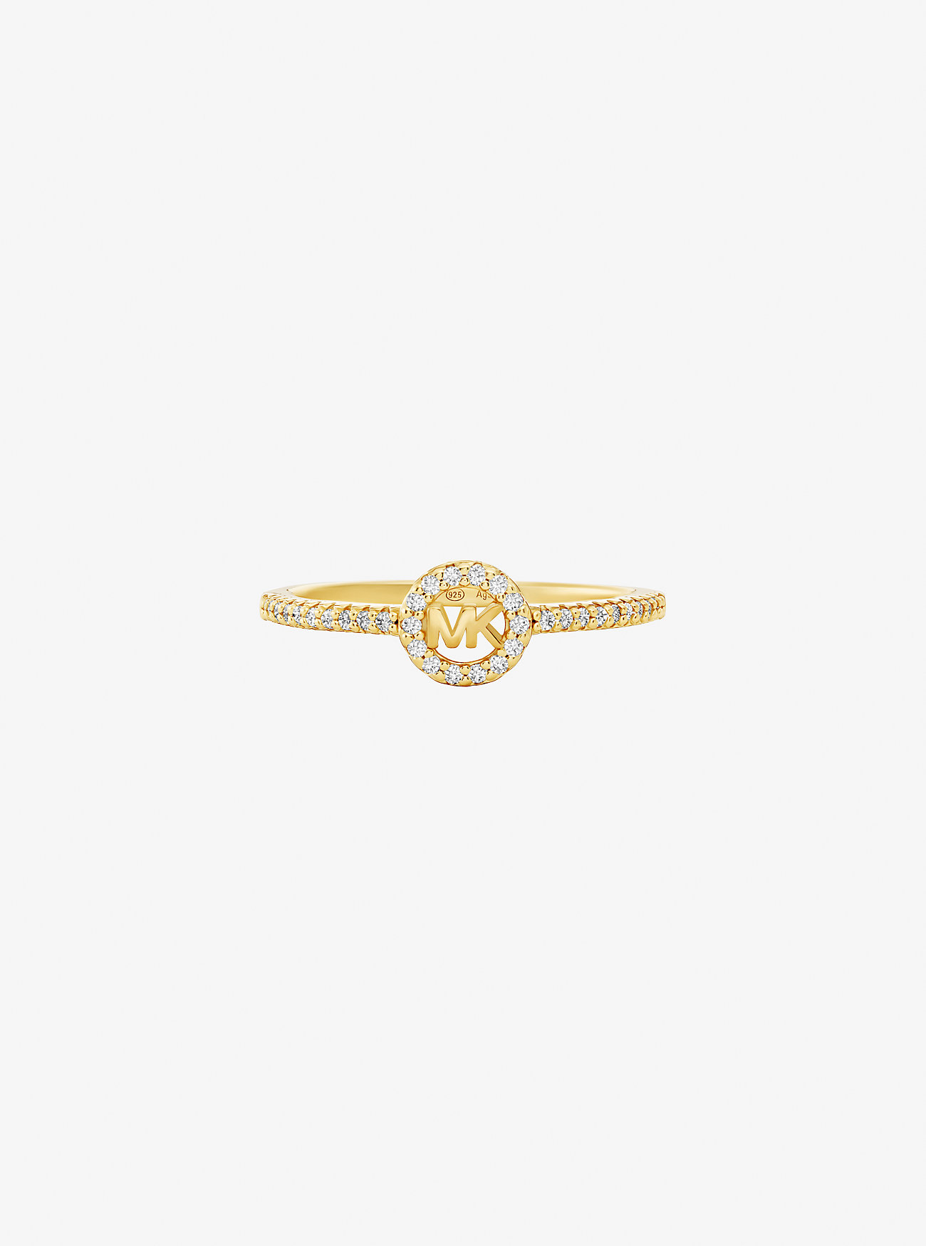 MK Fulton Precious Metal-Plated Pavé Logo Charm Ring -