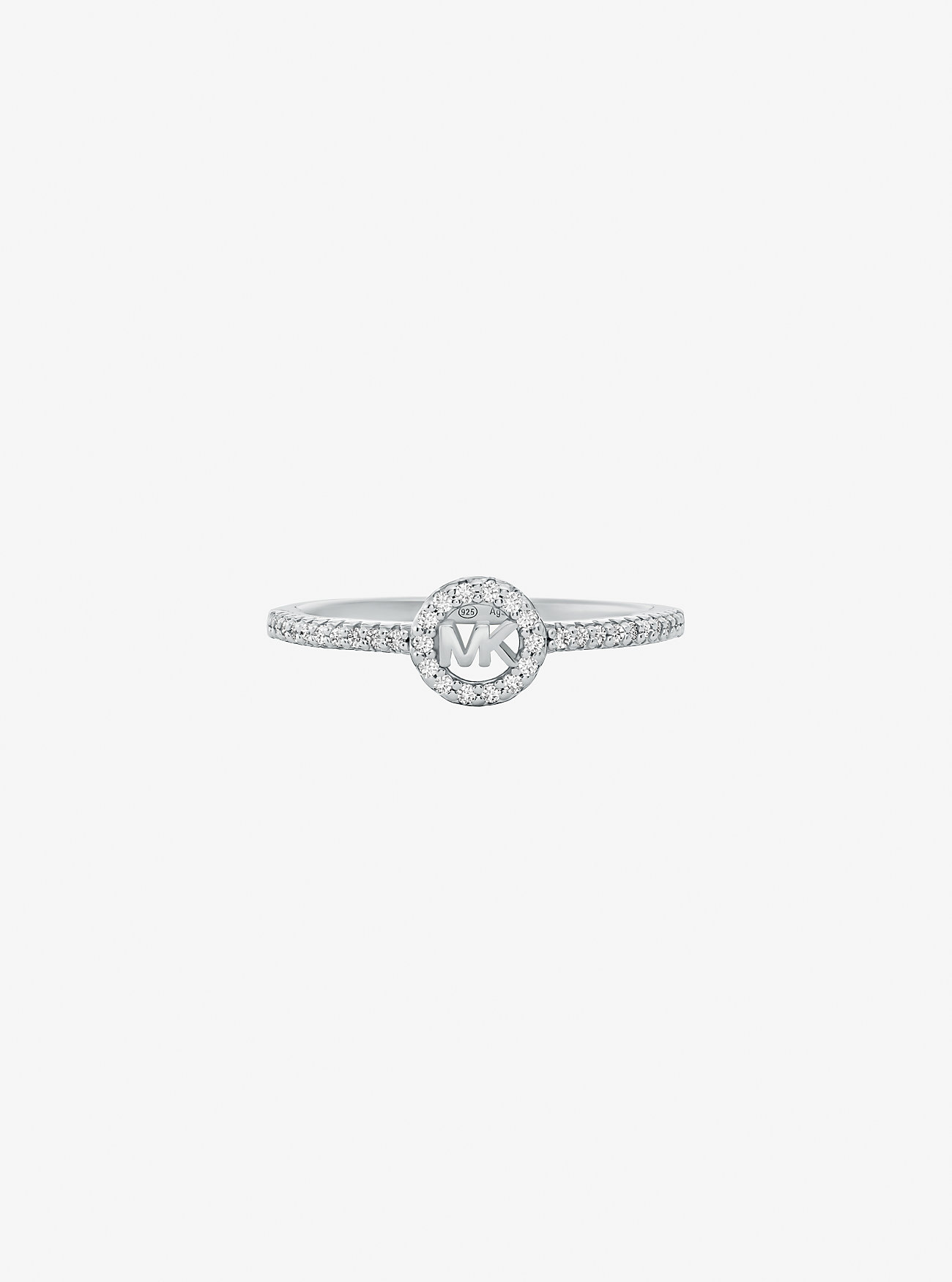 MK Fulton Precious Metal-Plated Pavé Logo Charm Ring -