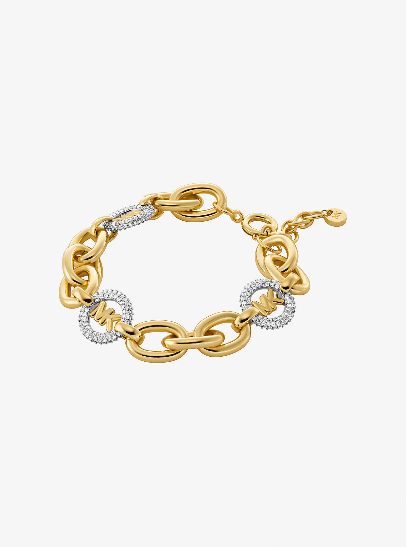 MK Pavé Logo Charm Chain-Link Bracelet -